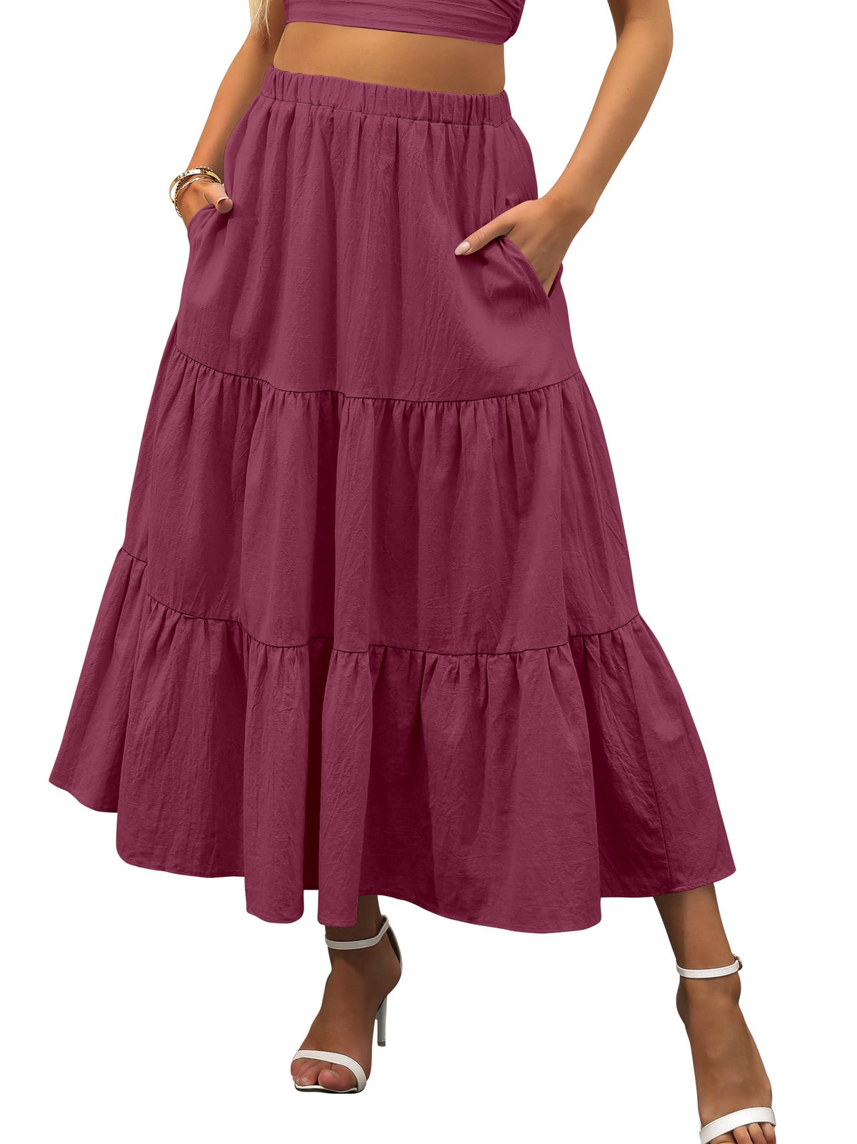 ANRABESS Women’s Summer Flowy Maxi Skirts with Pockets