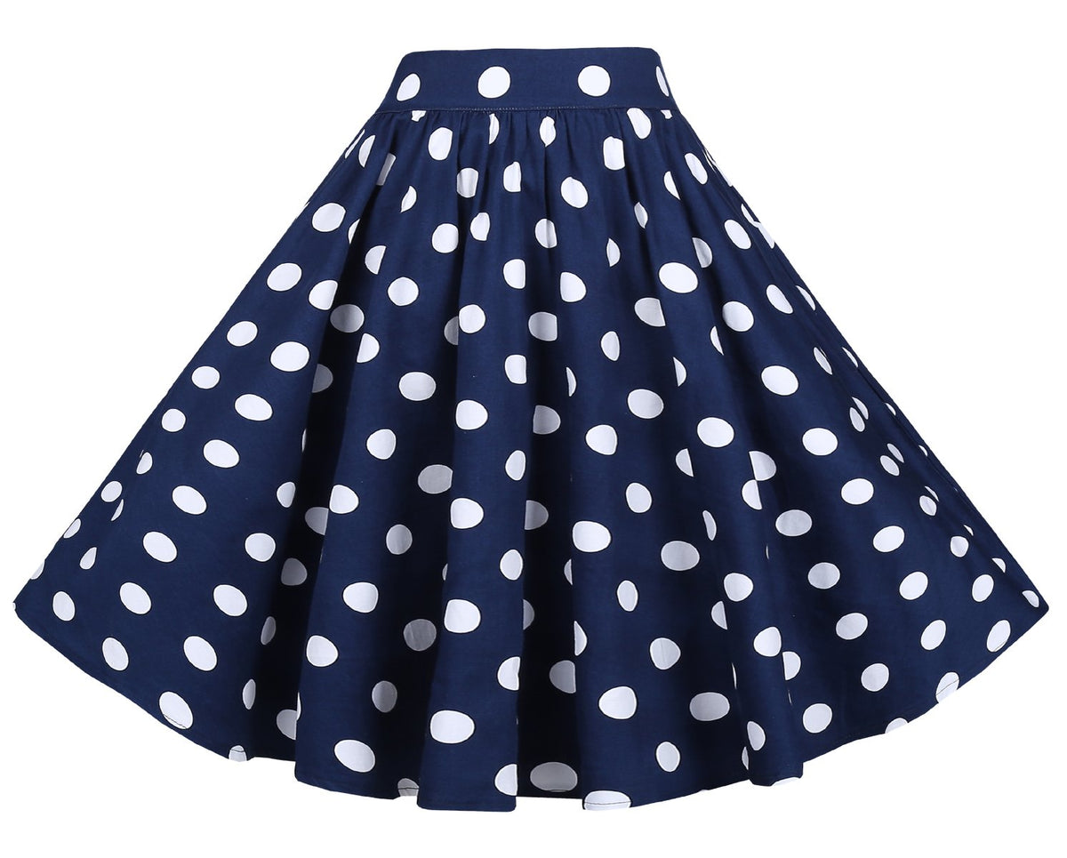 BI.TENCON Women Vintage Skirt Smock Waist Rockabilly Swing Casual Party Skirts