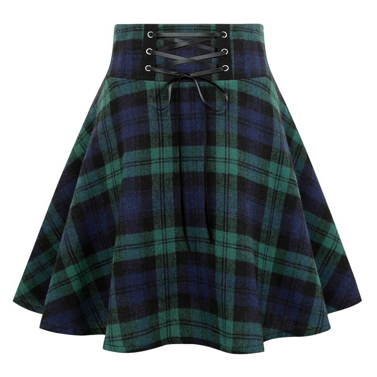 IDEALSANXUN Gothic Plaid Mini Skirts for Women Short High Waist Plaid Skirts