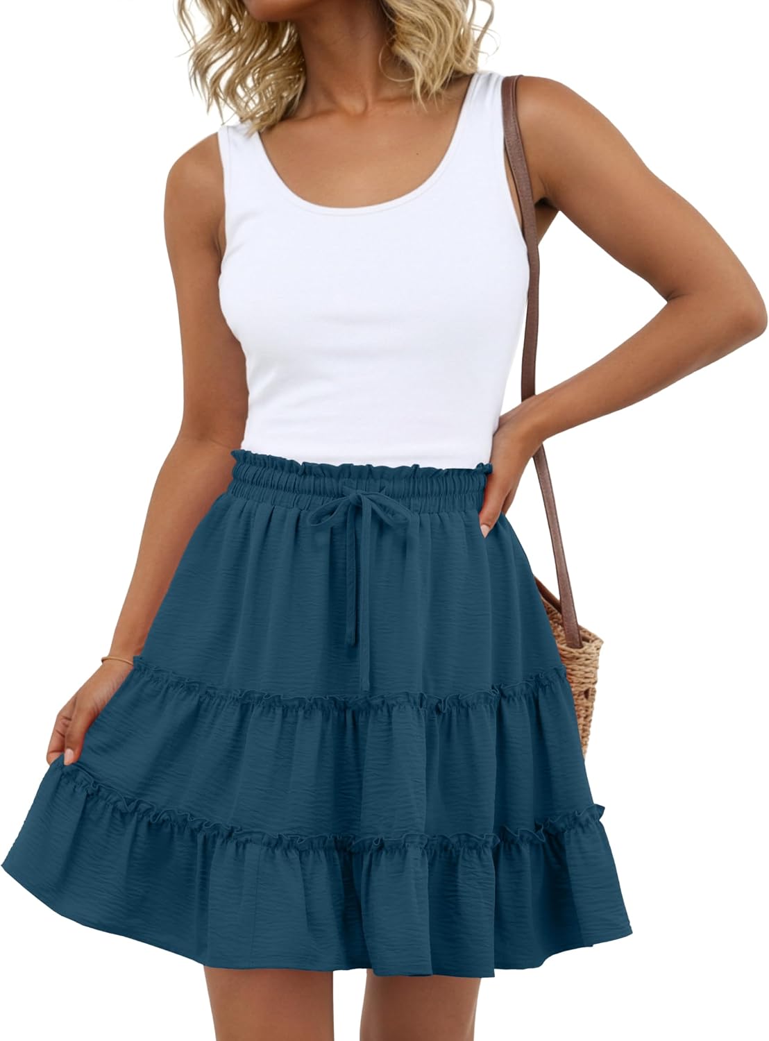 Lepunuo Summer Skirts for Women Flowy Casual Skorts Ruffle Tiered Skirts