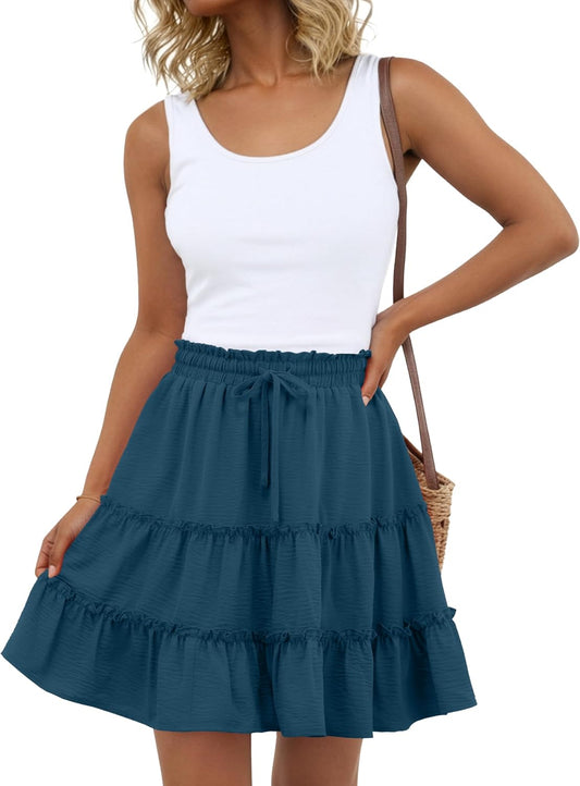 Lepunuo Summer Skirts for Women Flowy Casual Skorts Ruffle Tiered Skirts