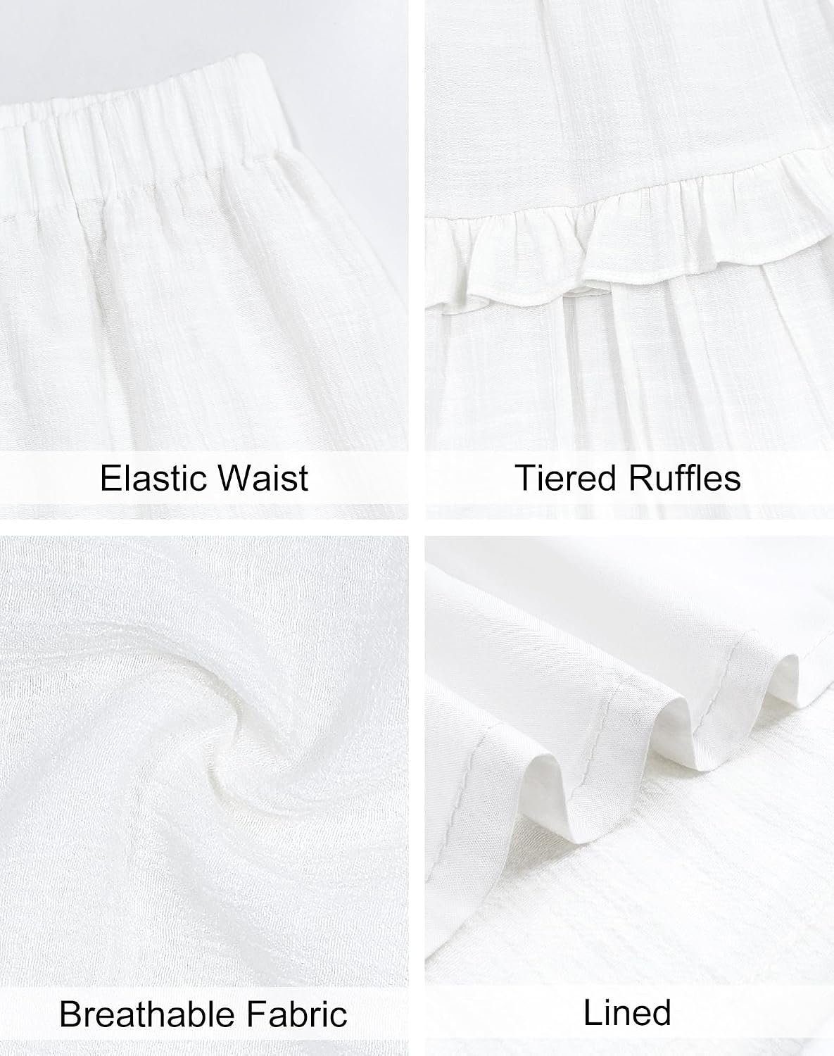 Annebouti 2026 Spring Summer Elastic Waisted Ruffle Long Skirt Flowy Tiered A-Line Maxi Skirts for Women