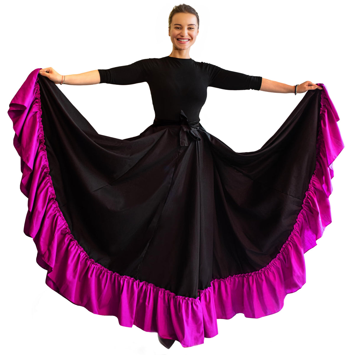 Professional Dance Skirt for Folkloric Mexican Dance, Bomba, Plena or Flamenco Dancing | Double Circle |