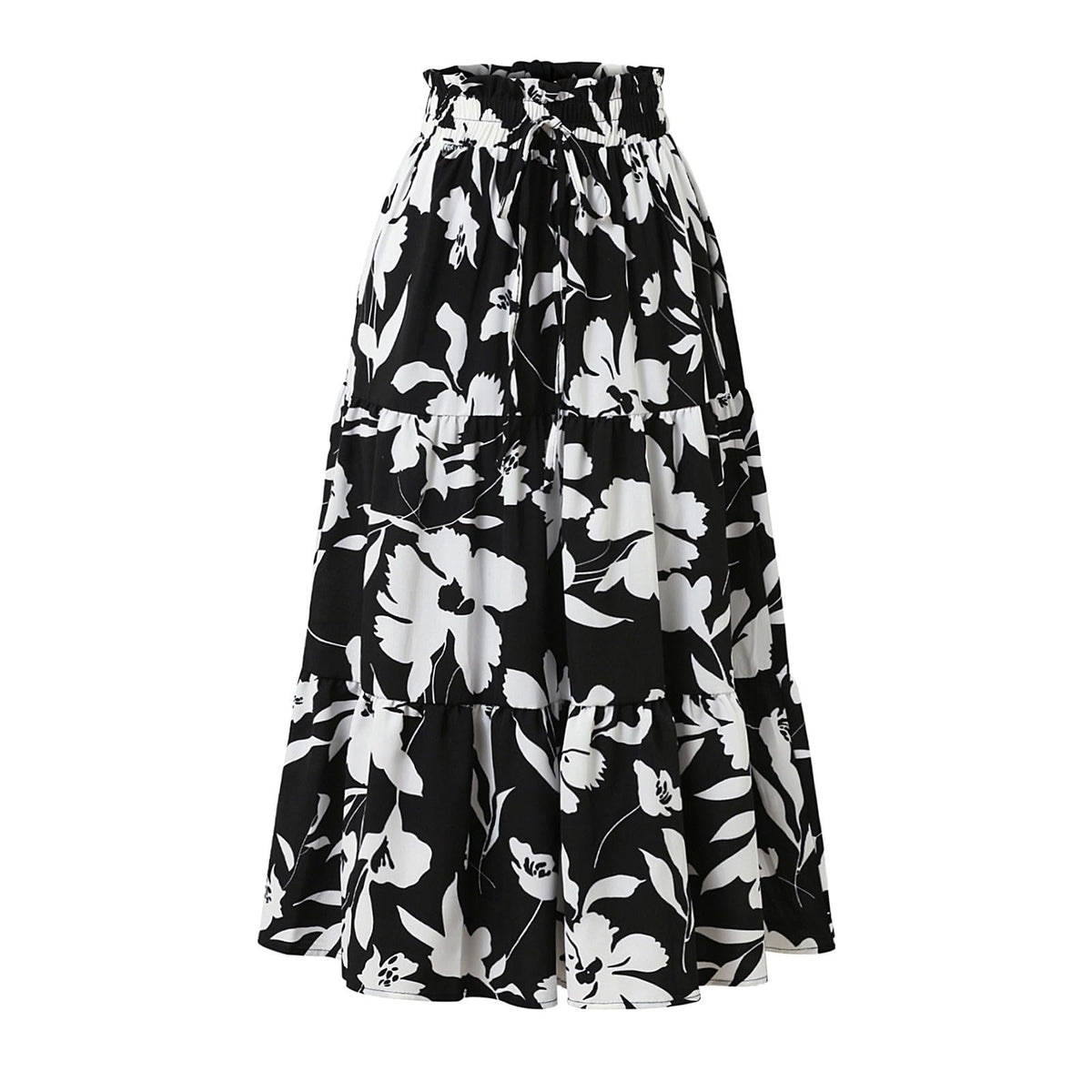 Boho Long Skirts for Women Summer Flowy Pleated A Line Floral Maxi Skirt Y2k Comfy Tiered Elastic High Waisted Skirts