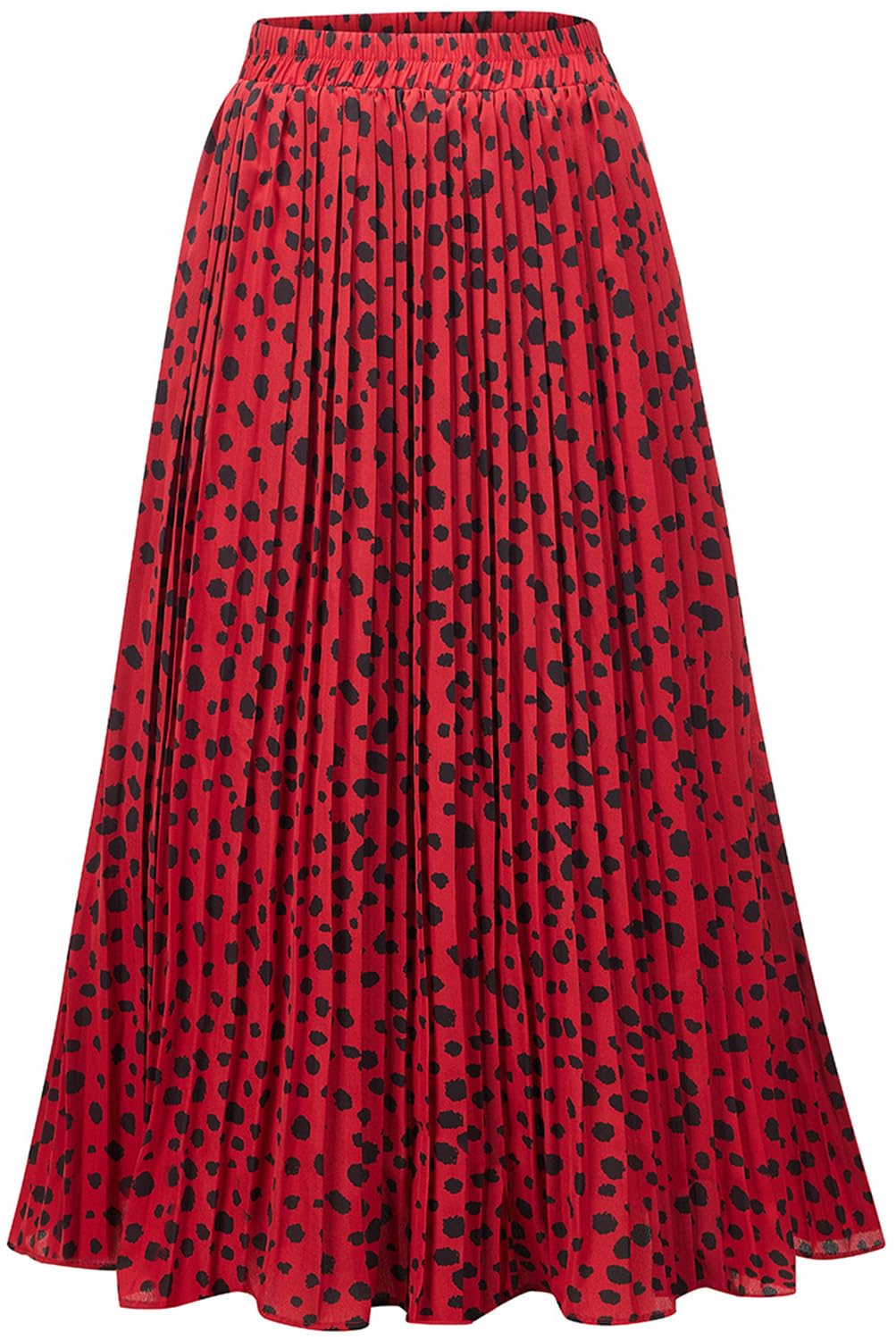 Basoteeuo Womens Skirt Leopard Print Midi Long Shirring Pleated Skirts High Waisted A Line Skirts