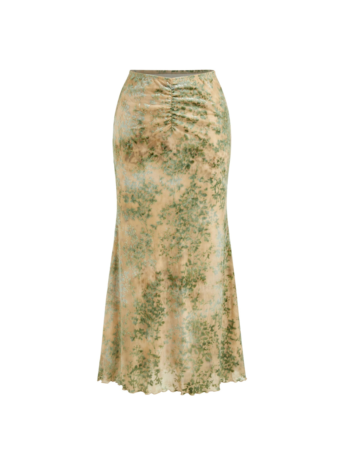 CIDER High Waist Skirts for Women Mermaid Skirt Fishtail Ruched Bodycon Long Maxi Skirt Lettuce Trim Stretchy