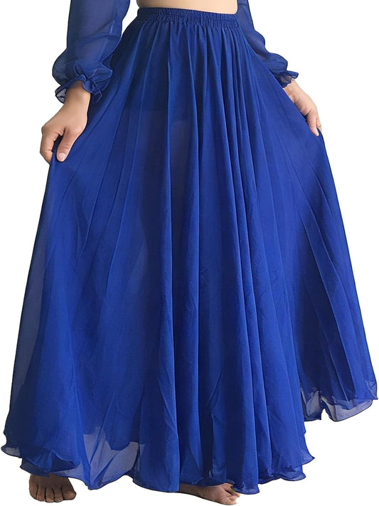 Wuchieal Women's Belly Dance Skirts Tribal Chiffon Full Skirts,Praise Dance Skirt,Mexican Skirt