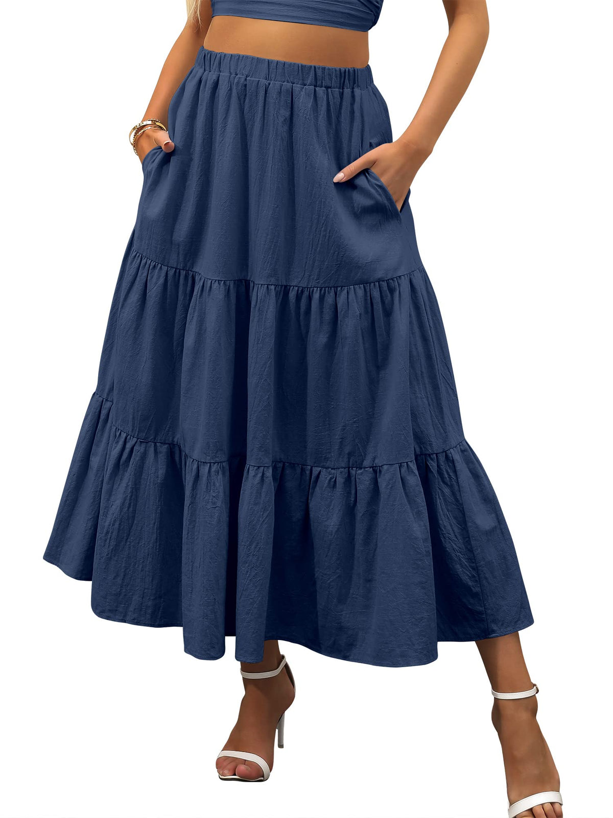 ANRABESS Women’s Summer Flowy Maxi Skirts with Pockets
