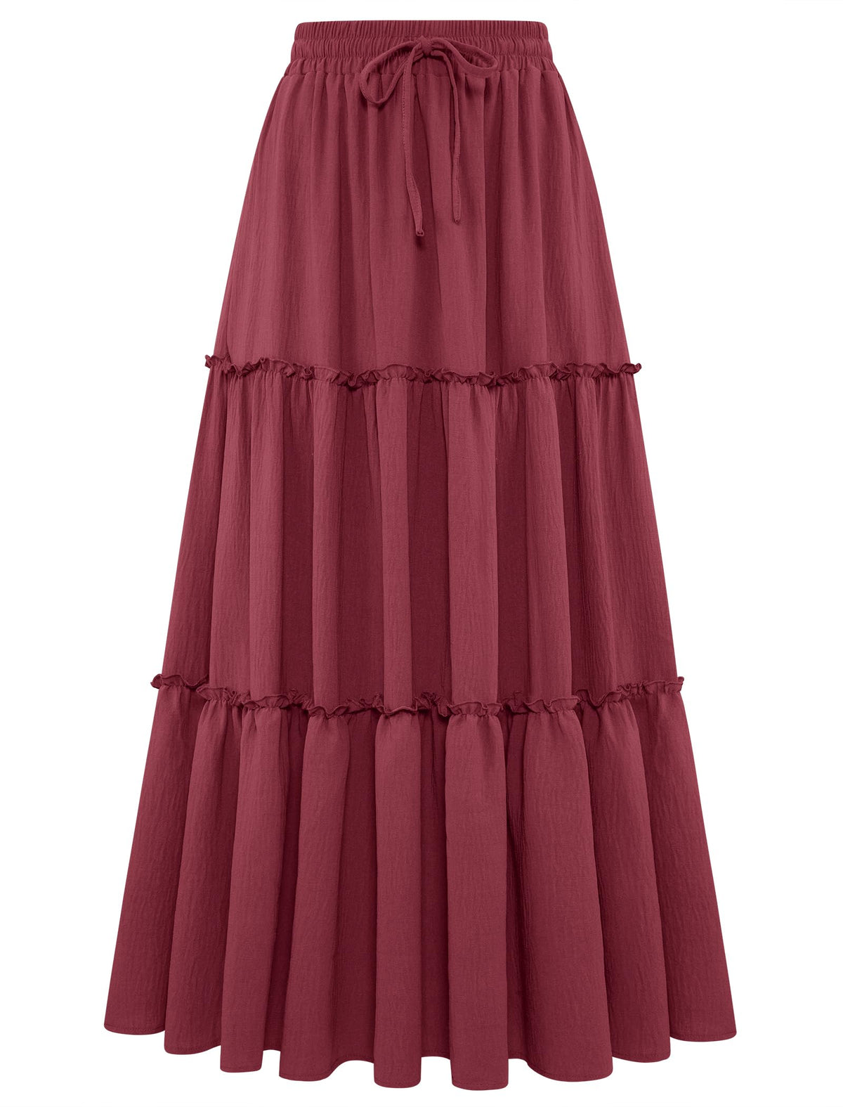 Arolina Women's Summer Maxi Skirt Trendy High Waist Pleated Ruffle Long Skirts Flowy Beach Boho Skirt Dress with Pockets