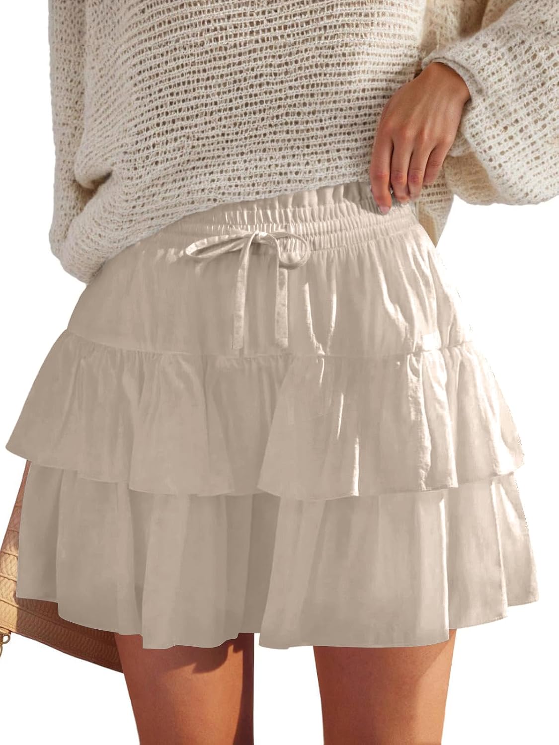 JEKAOYI Shorts for Women Ruffled Tiered Pleated Mini Skirts Boho High Waist Flowy Comfy Tennis Golf Skorts