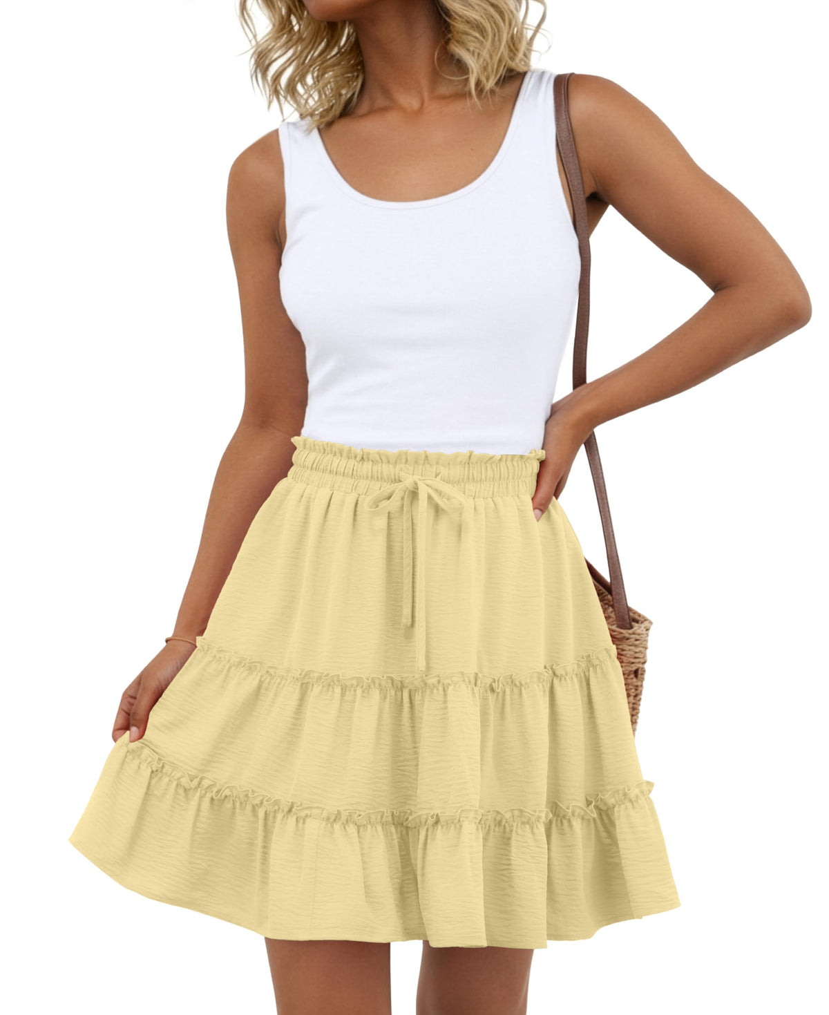Lepunuo Summer Skirts for Women Flowy Casual Skorts Ruffle Tiered Skirts