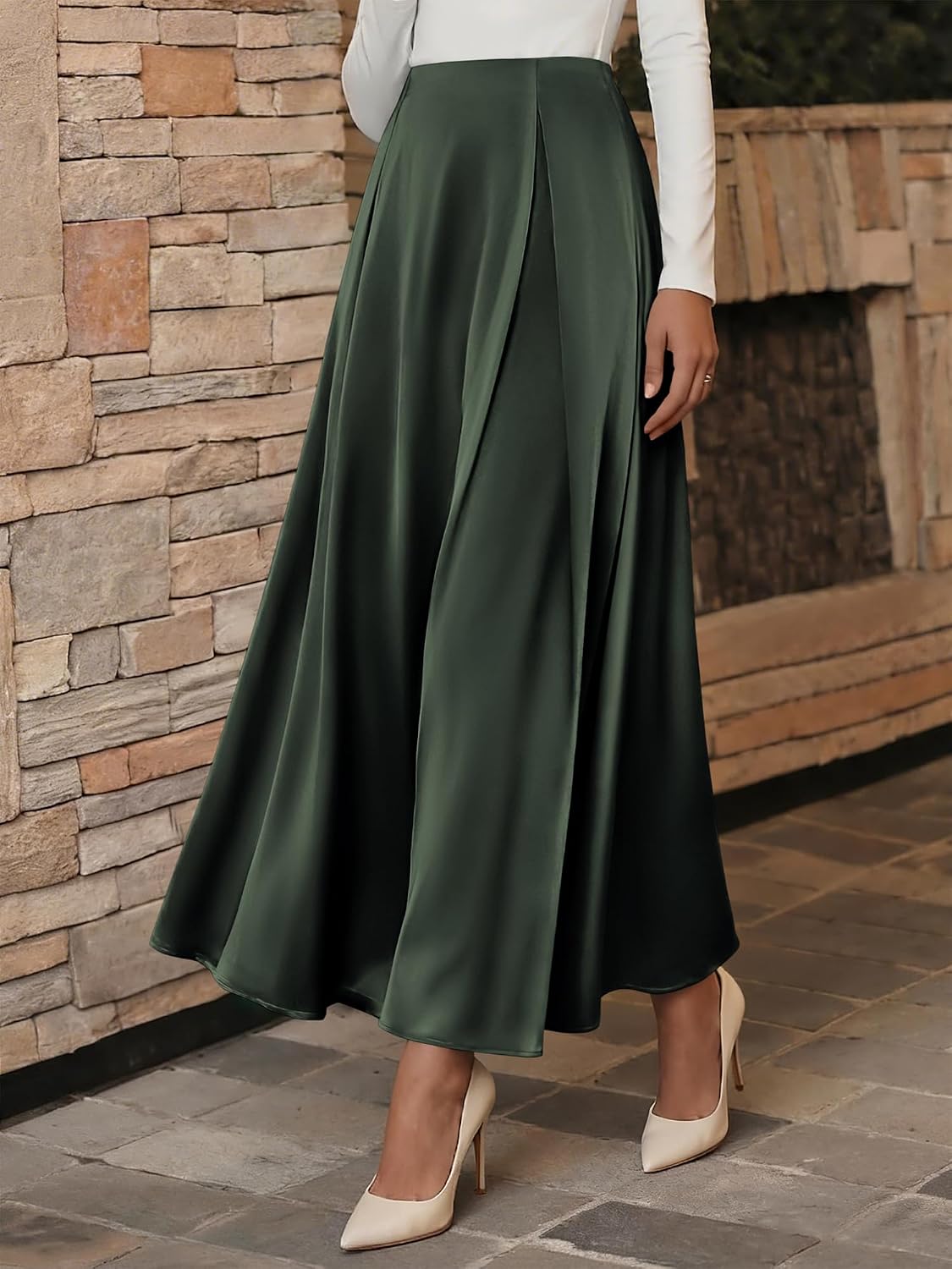 BTFBM Satin Maxi Skirts for Women Fall 2026