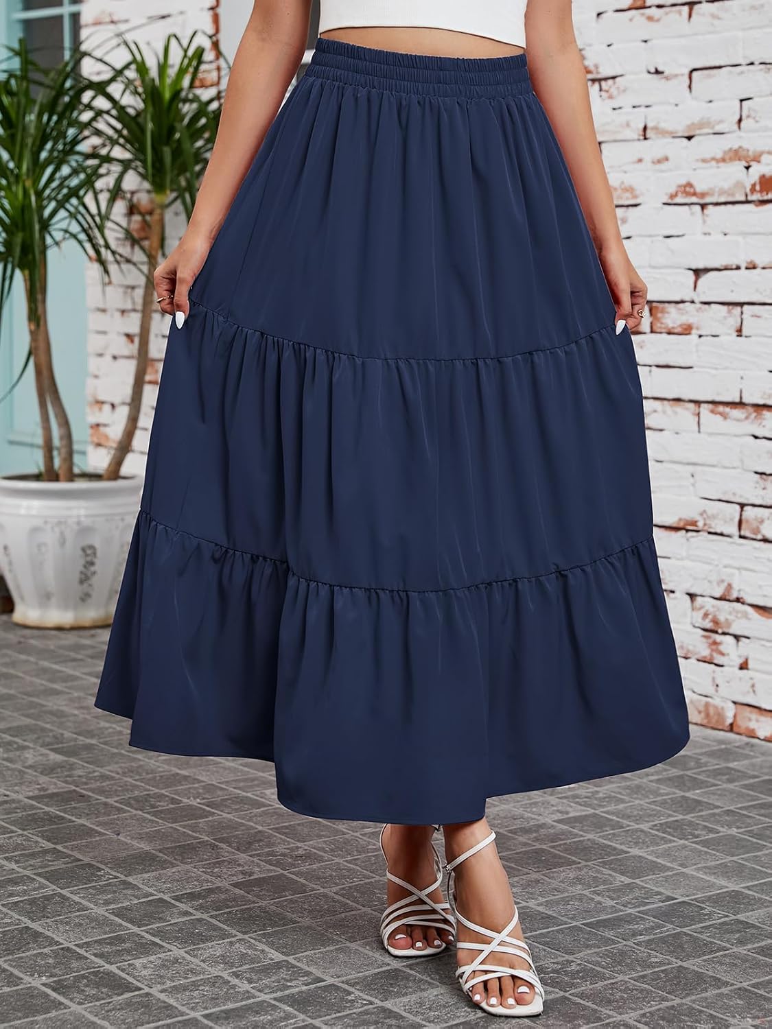 Arolina Maxi Skirts for Women Summer Boho Flowy Tiered Long Beach Skirt