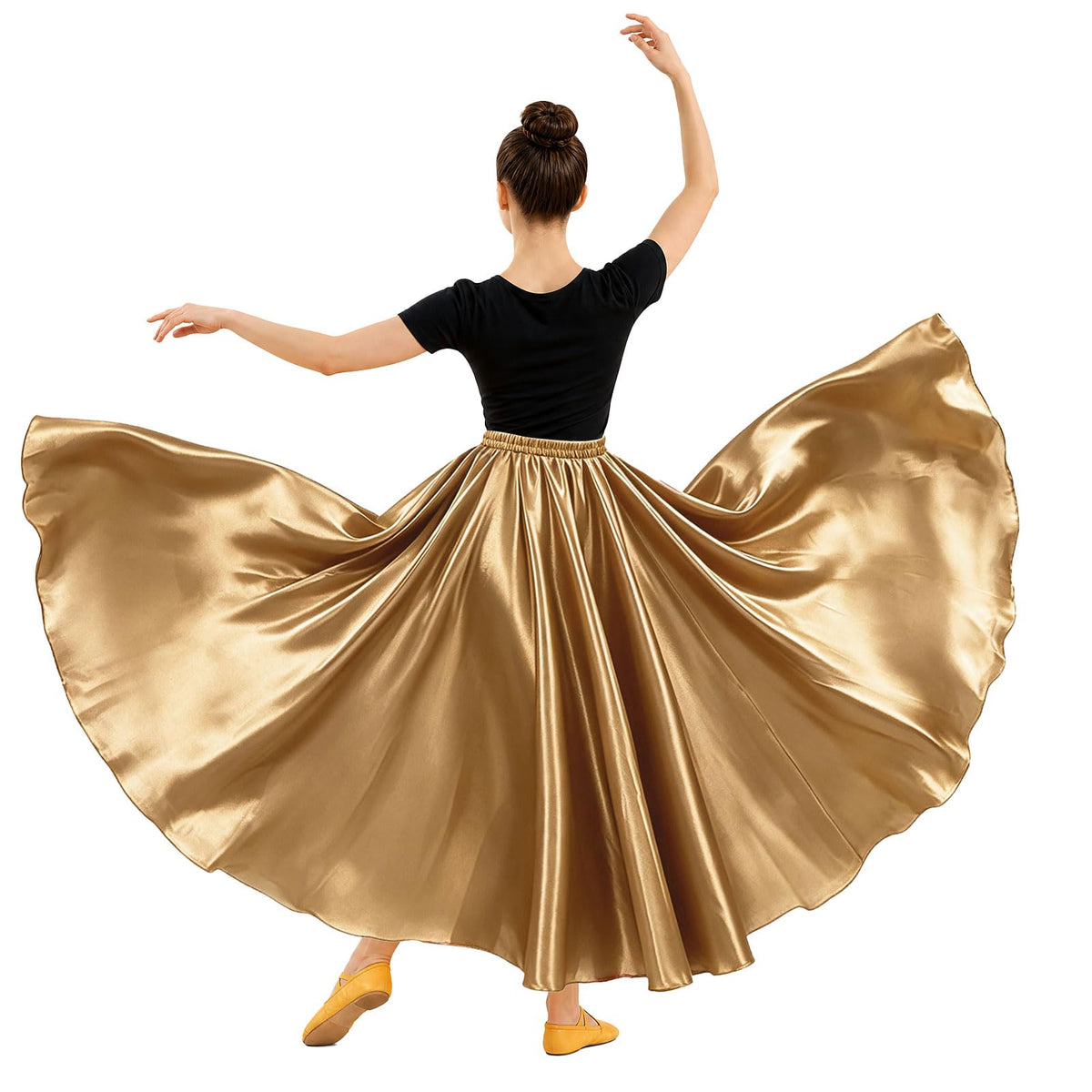 Womens Satin Long Maxi Dance Skirt with 360 & 540 Degrees for Performance Daily Wear