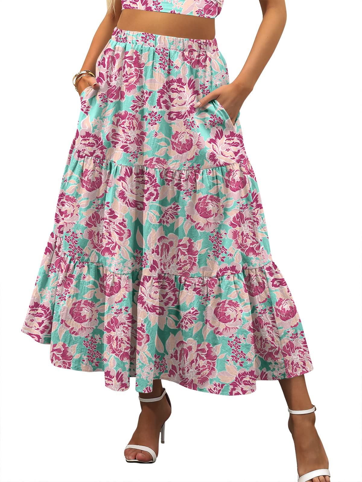 ANRABESS Women’s Summer Flowy Maxi Skirts with Pockets