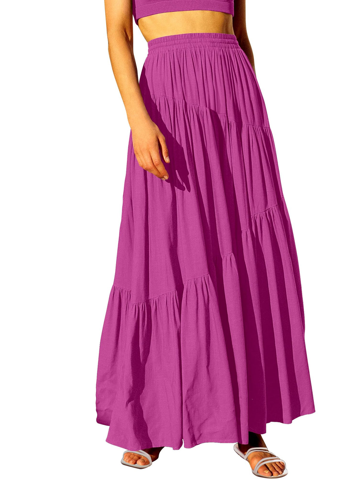 ANRABESS Women’s Summer Boho Flowy Maxi Skirts with Pockets