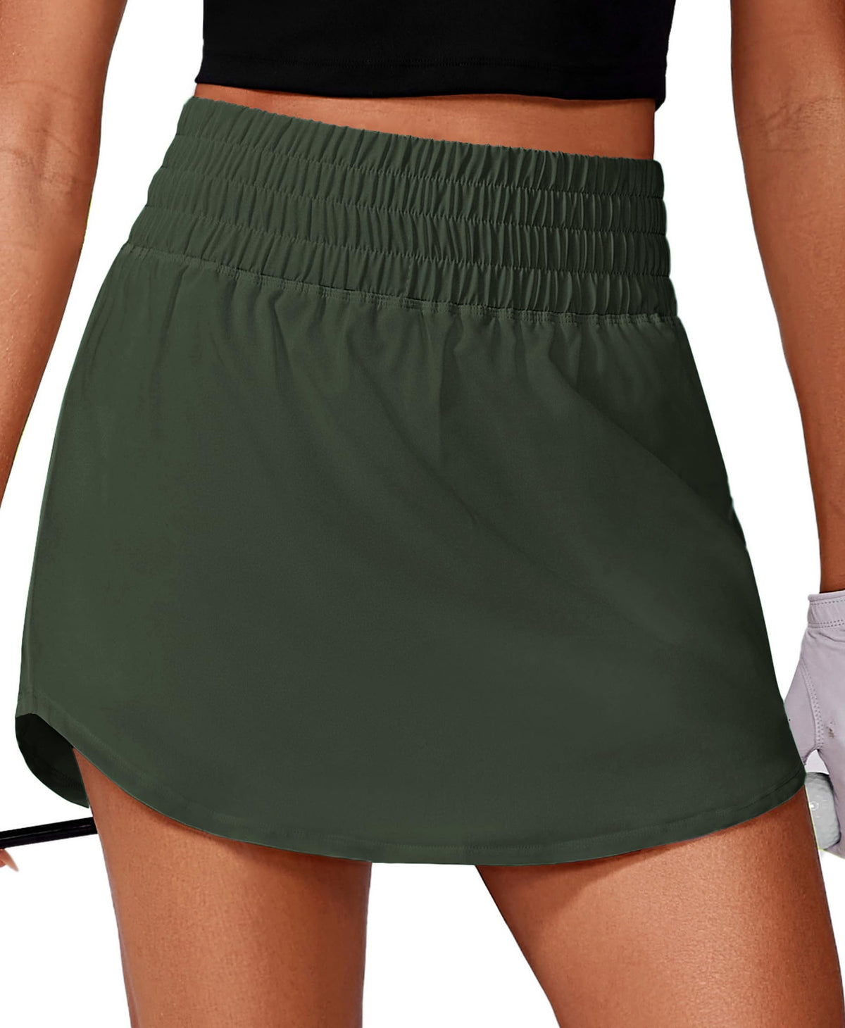 PINSPARK 16" Golf Skirts for Women High Elastic Waisted Skort 2 Pockets
