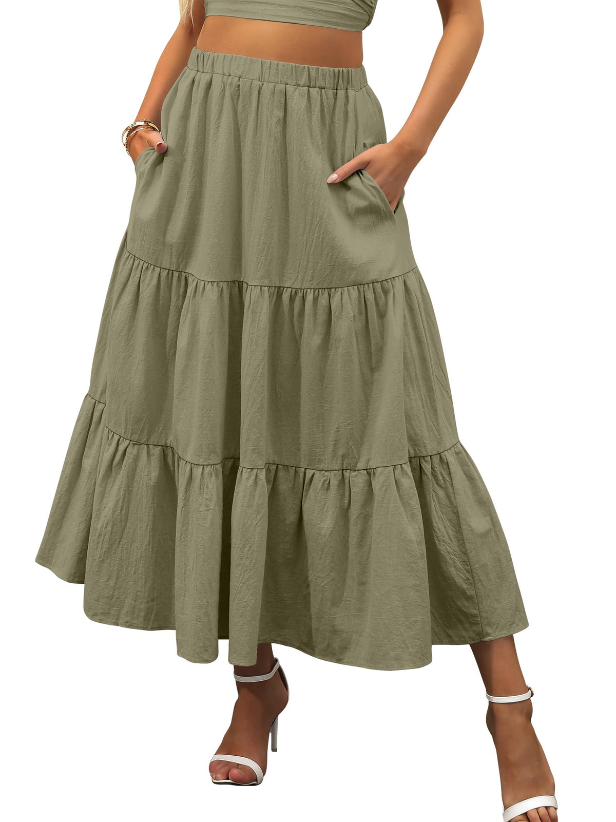 ANRABESS Women’s Summer Flowy Maxi Skirts with Pockets