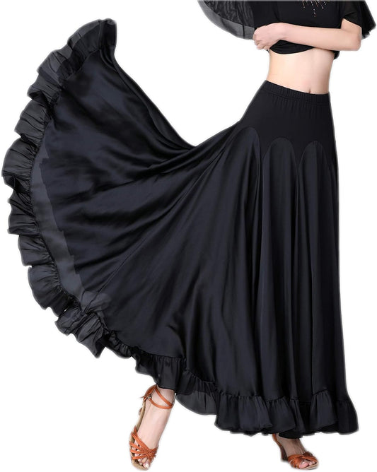 CISMARK Long Modern Flamenco Waltz Standard Ballroom Dance Fancy Training Skirt