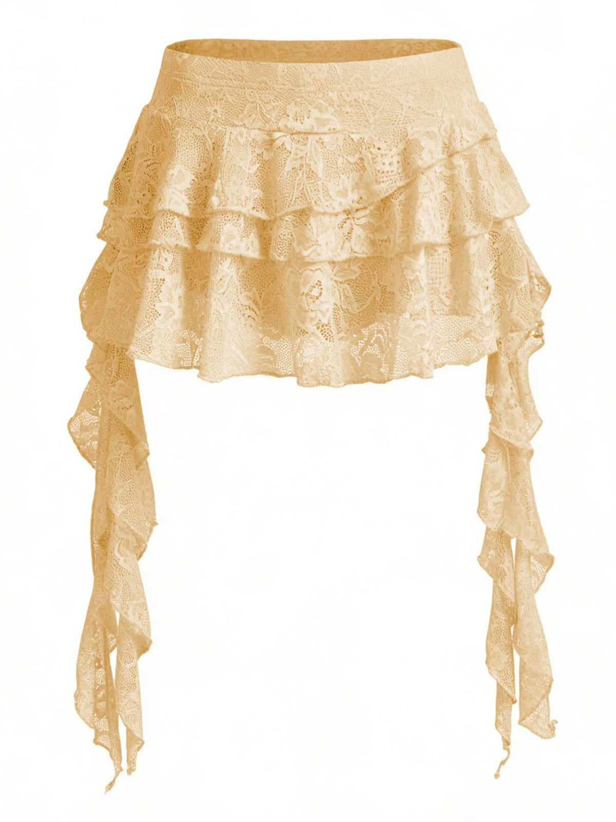 Women's Y2K Mini Skirt Ruffle Lace Mesh Asymmetrical Flowy Short Skort