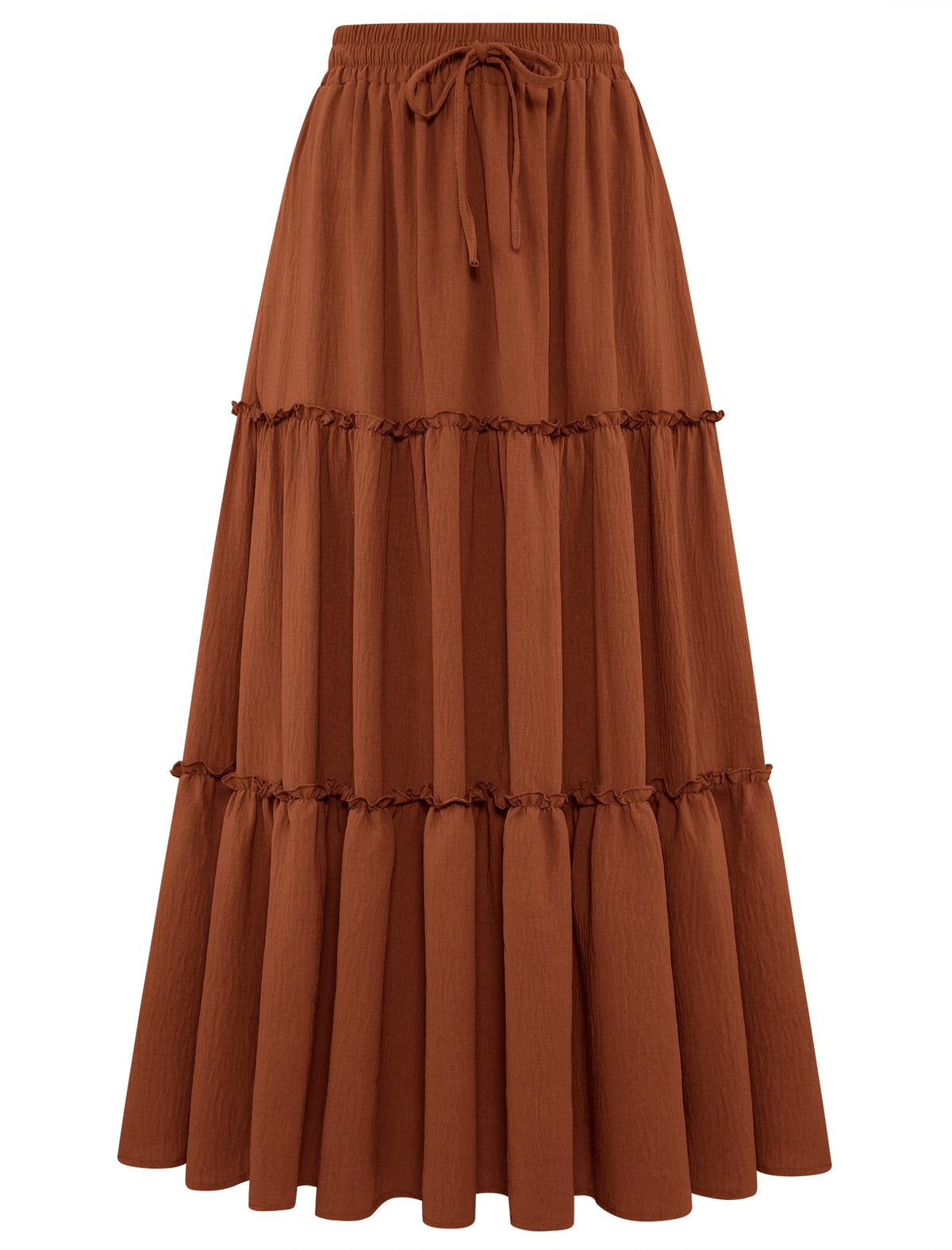 Arolina Women's Summer Maxi Skirt Trendy High Waist Pleated Ruffle Long Skirts Flowy Beach Boho Skirt Dress with Pockets