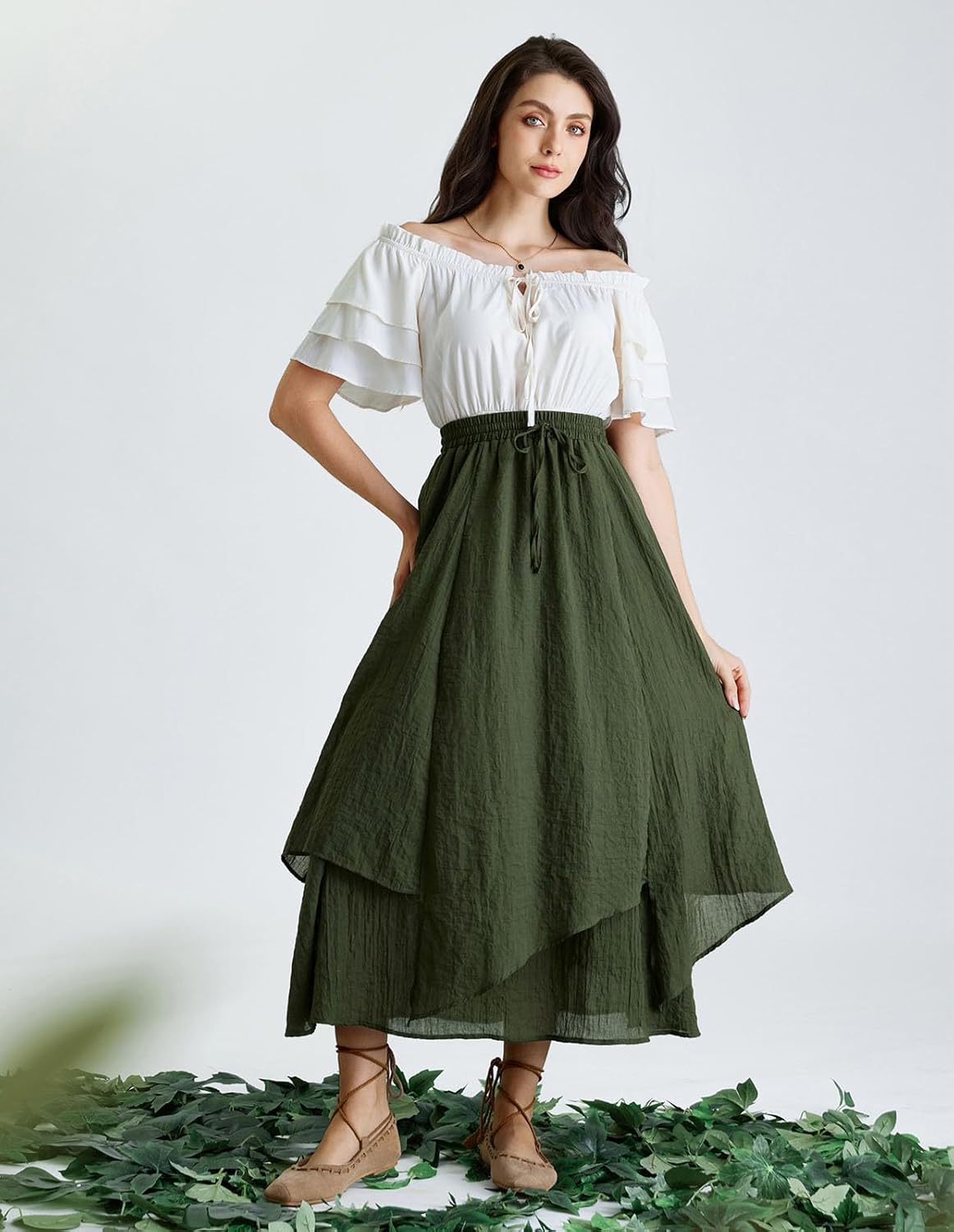 Scarlet Darkness Women Renaissance Long Skirt A Line Layered Maxi Skirts