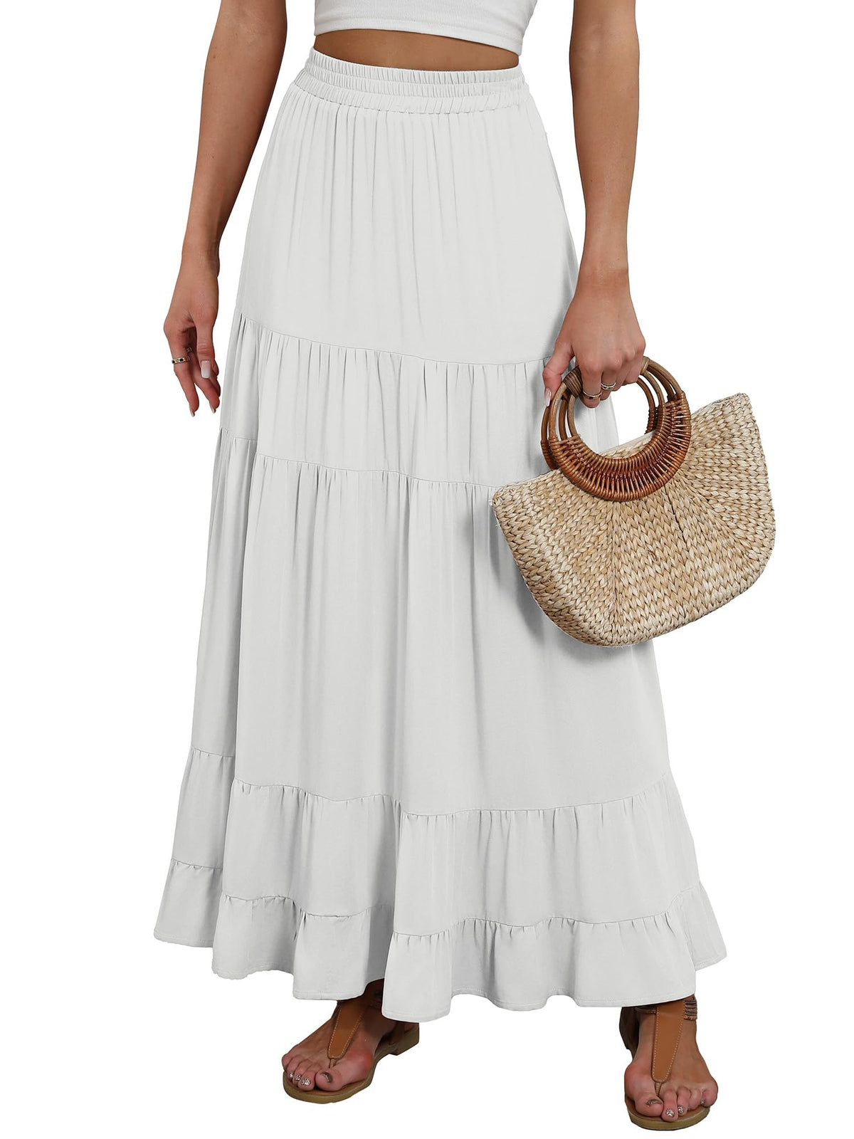 ANRABESS Women’s Summer Flowy Maxi Skirts with Pockets
