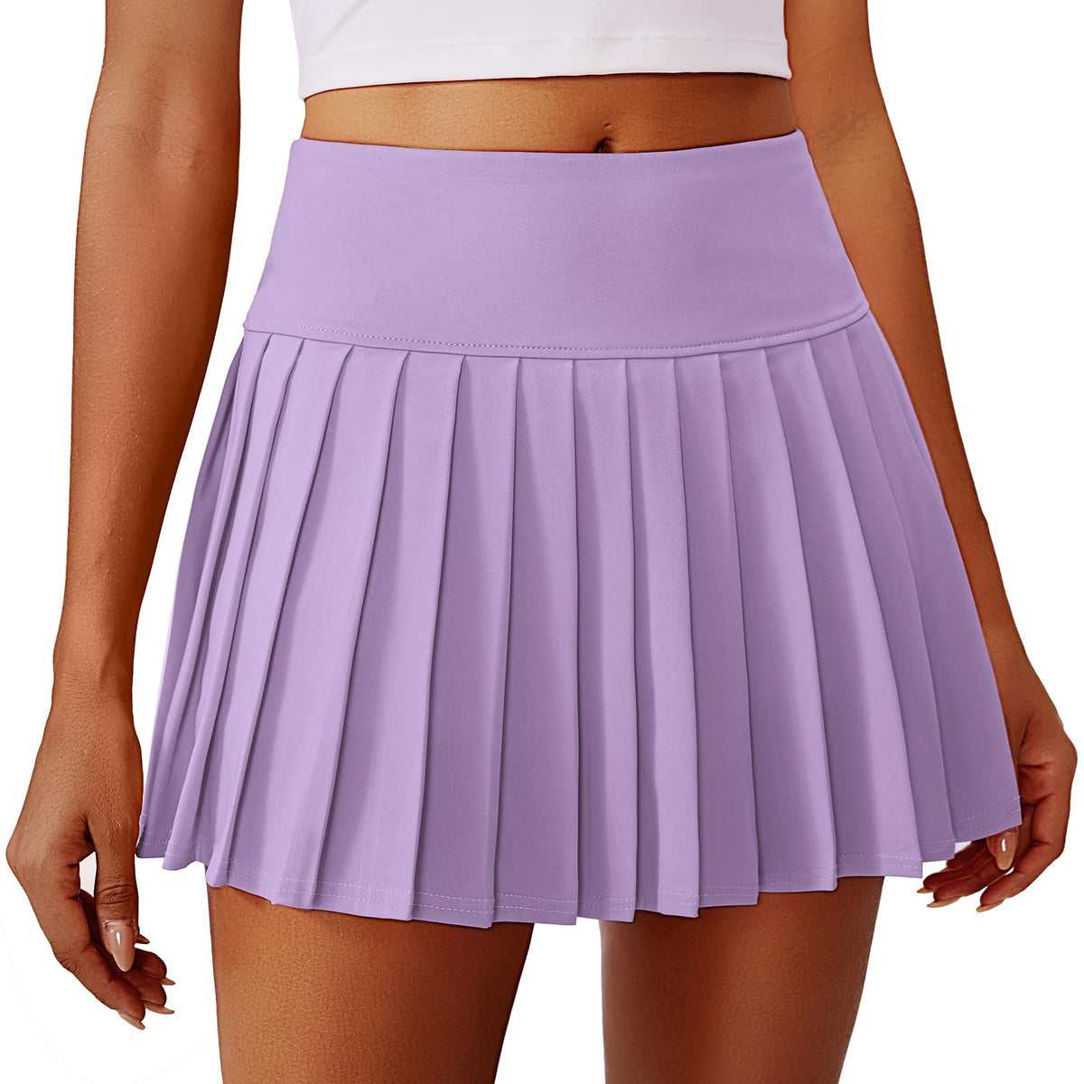 PINSPARK Pleated Tennis Skirts Mini Athletic Golf Skorts with Pocket
