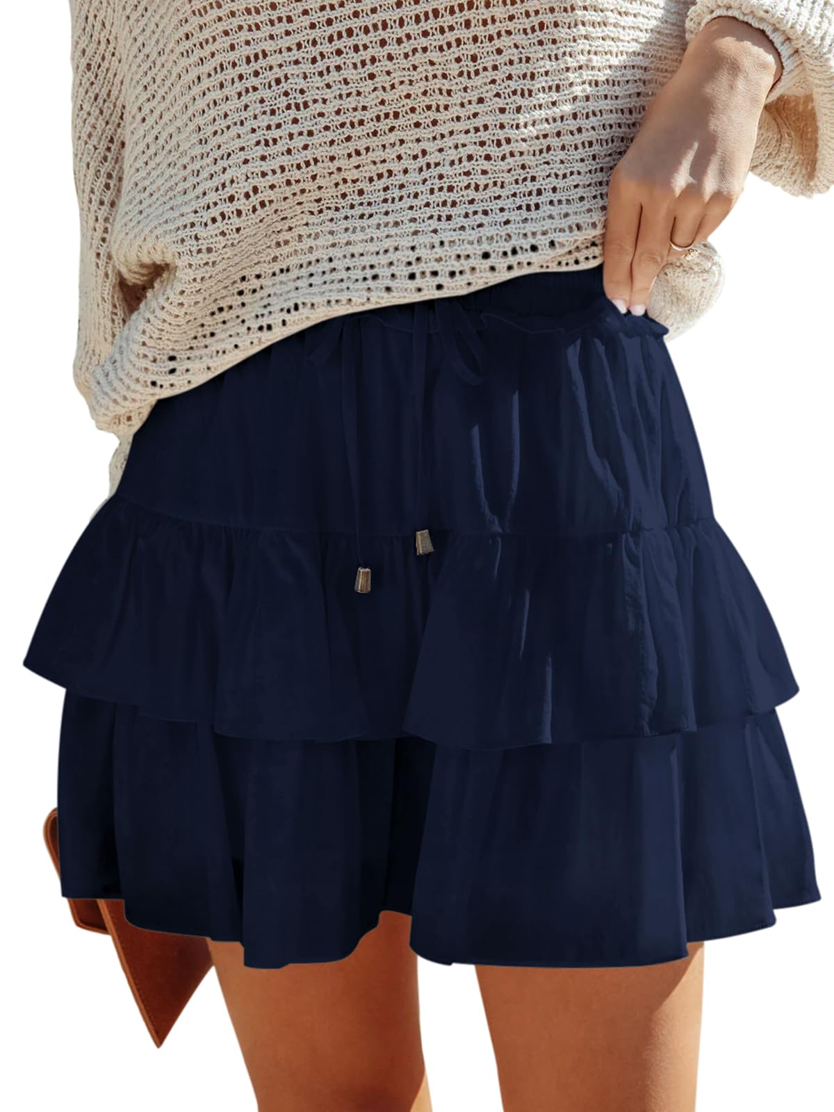 Aoudery Flowy Shorts for Women Boho Ruffled Tiered Skorts Casual High Waist Mini Skirts Tennis Golf Comfy Shorts 2026
