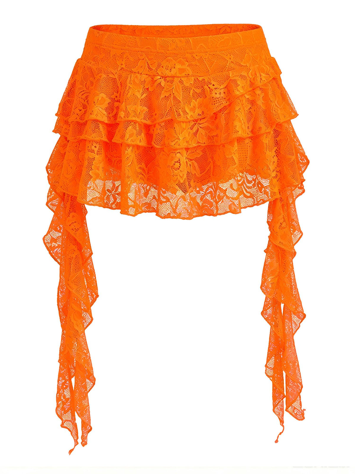 Women's Y2K Mini Skirt Ruffle Lace Mesh Asymmetrical Flowy Short Skort