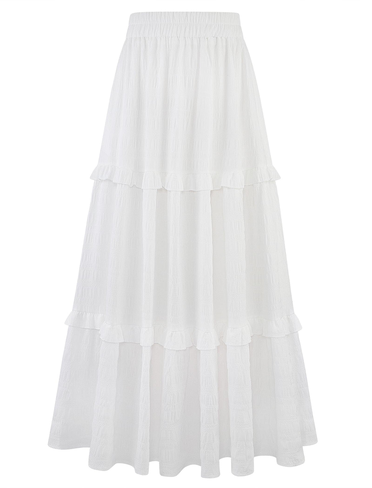Gracyoga Maxi Skirts for Women Casual Elegant High Waisted A Line Flowy Ruffle Tiered Long Skirt with Pockets