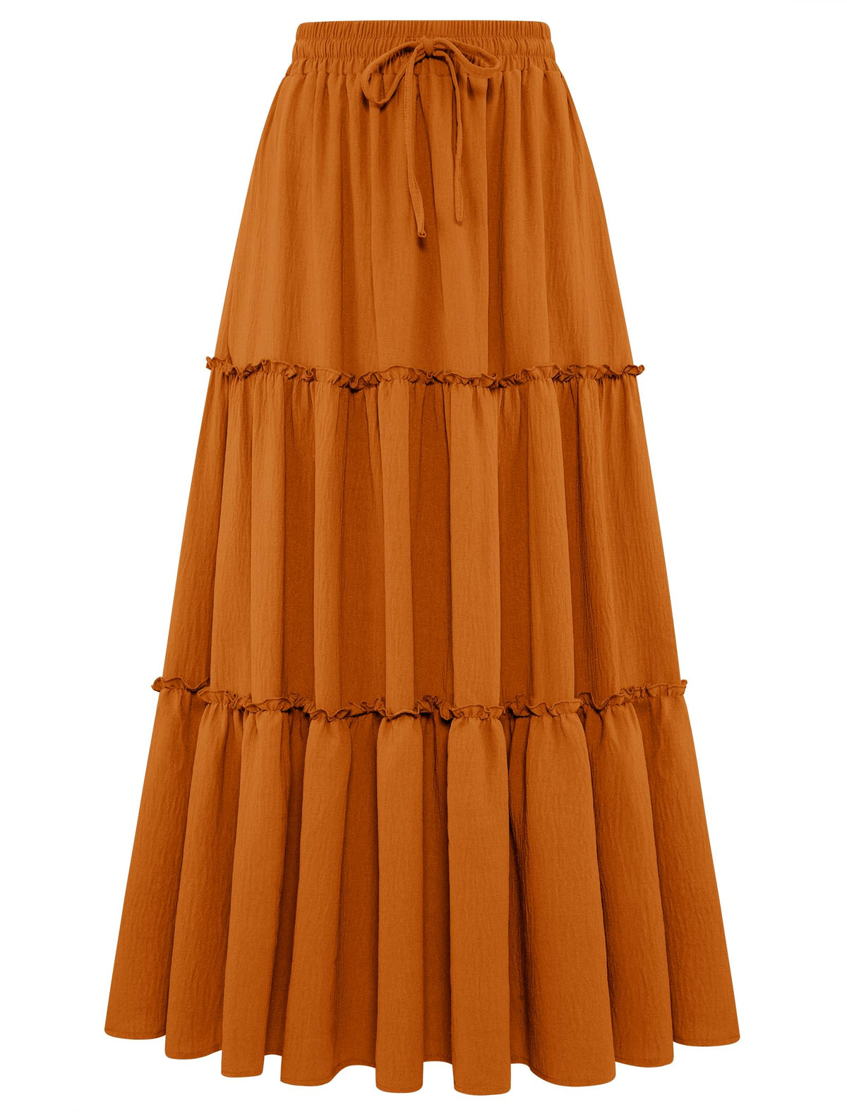 Arolina Women's Summer Maxi Skirt Trendy High Waist Pleated Ruffle Long Skirts Flowy Beach Boho Skirt Dress with Pockets