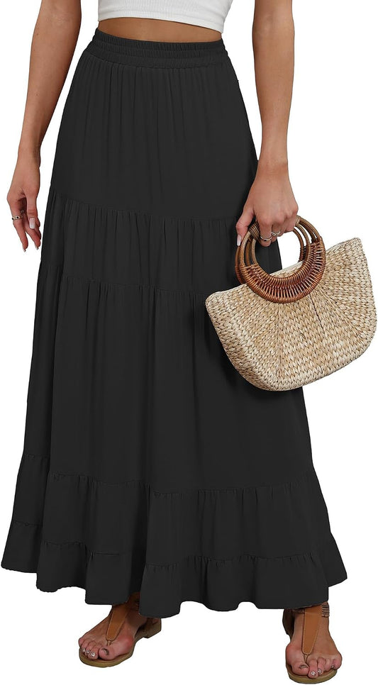 ANRABESS Women’s Summer Flowy Maxi Skirts with Pockets