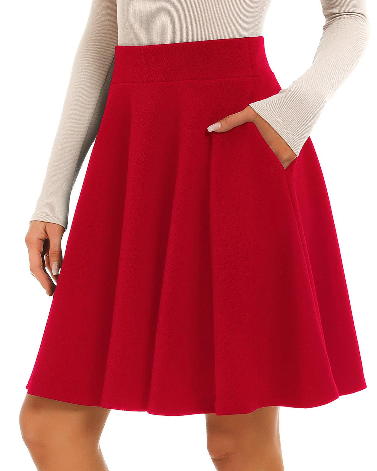 Stelle Women’s Knee Length Flared Skirt for Casual Office Travel Wear