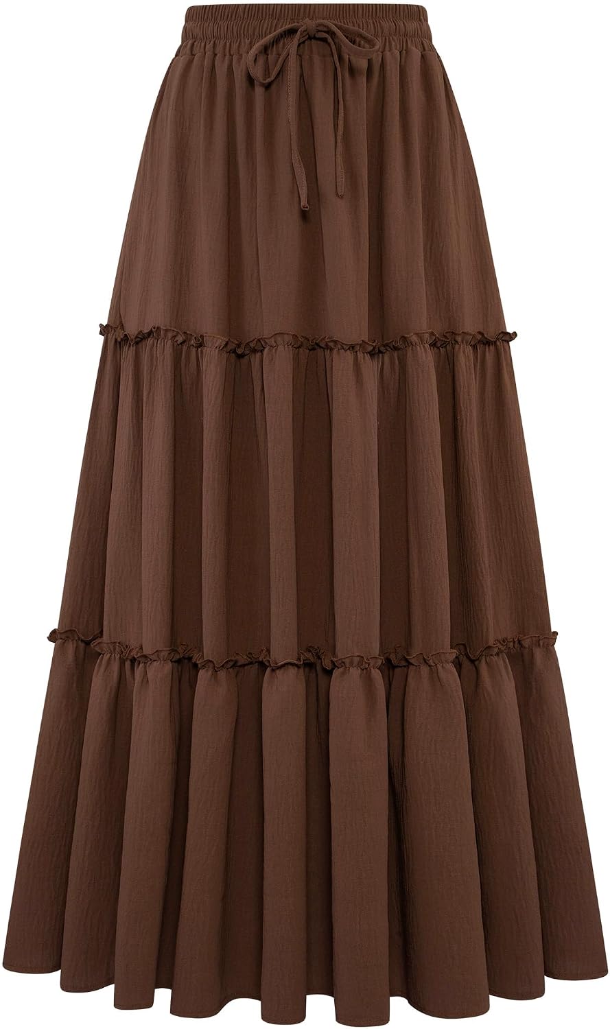 Arolina Women's Summer Maxi Skirt Trendy High Waist Pleated Ruffle Long Skirts Flowy Beach Boho Skirt Dress with Pockets