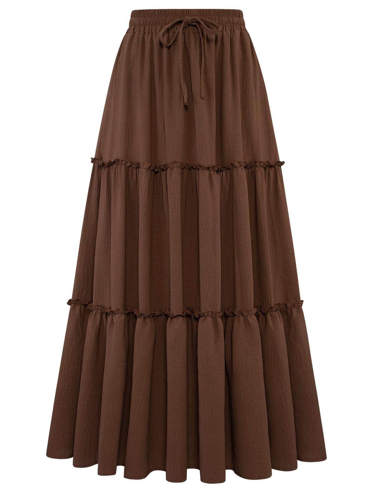 Arolina Women's Summer Maxi Skirt Trendy High Waist Pleated Ruffle Long Skirts Flowy Beach Boho Skirt Dress with Pockets