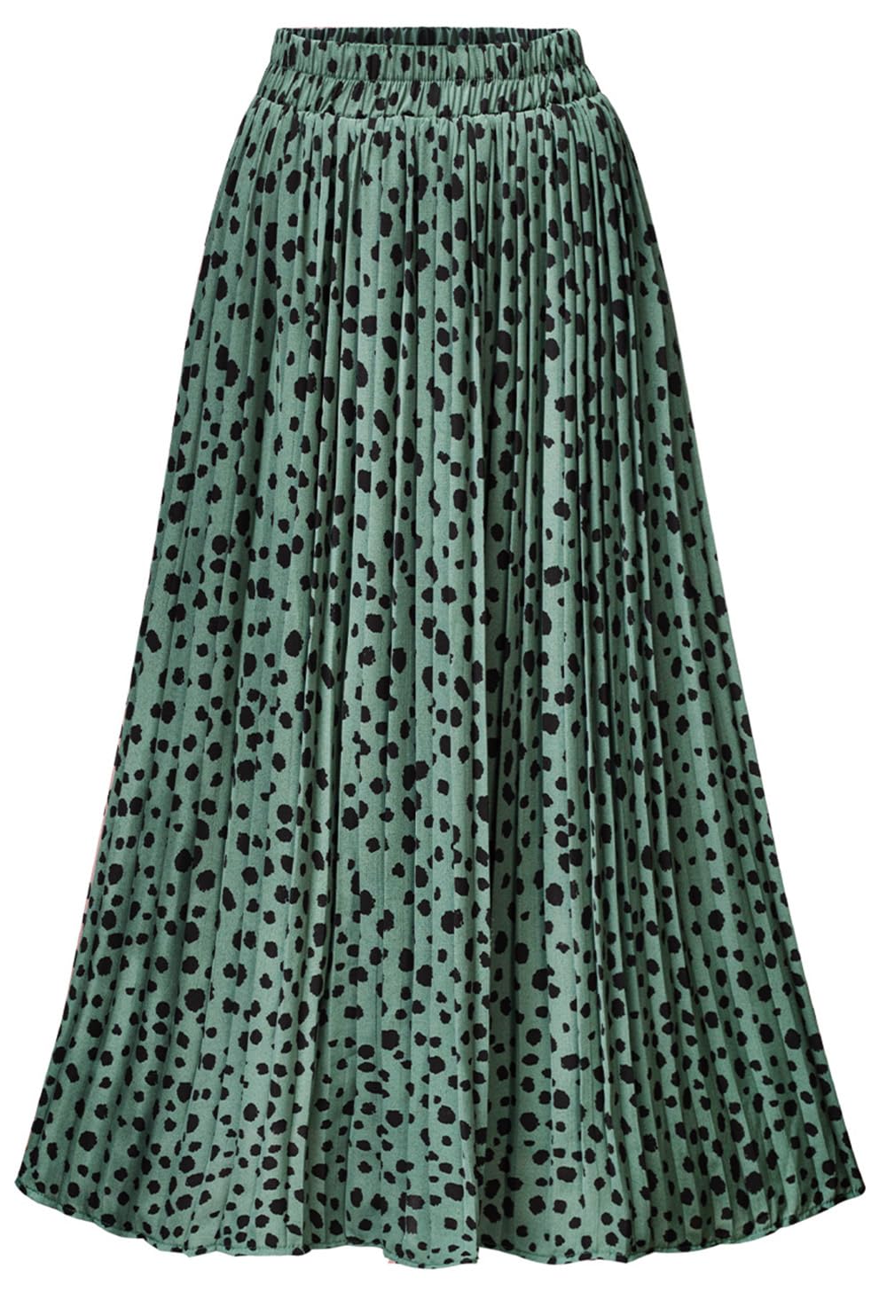 Basoteeuo Womens Skirt Leopard Print Midi Long Shirring Pleated Skirts High Waisted A Line Skirts