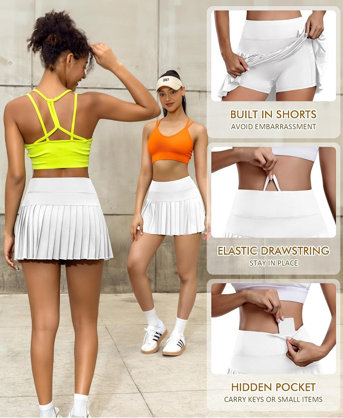 JoyGirl Pleated Tennis Skirt for Women with Shorts Athletic Golf Skort Workout Running Sports Skirts Skorts with Pockets