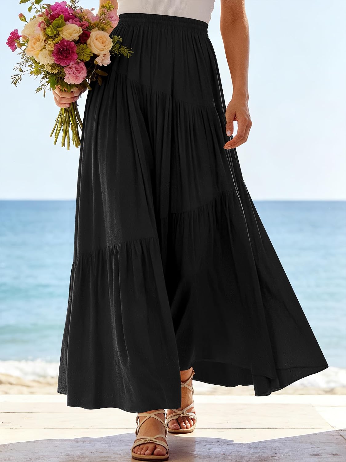ANRABESS Women’s Summer Boho Flowy Maxi Skirts with Pockets