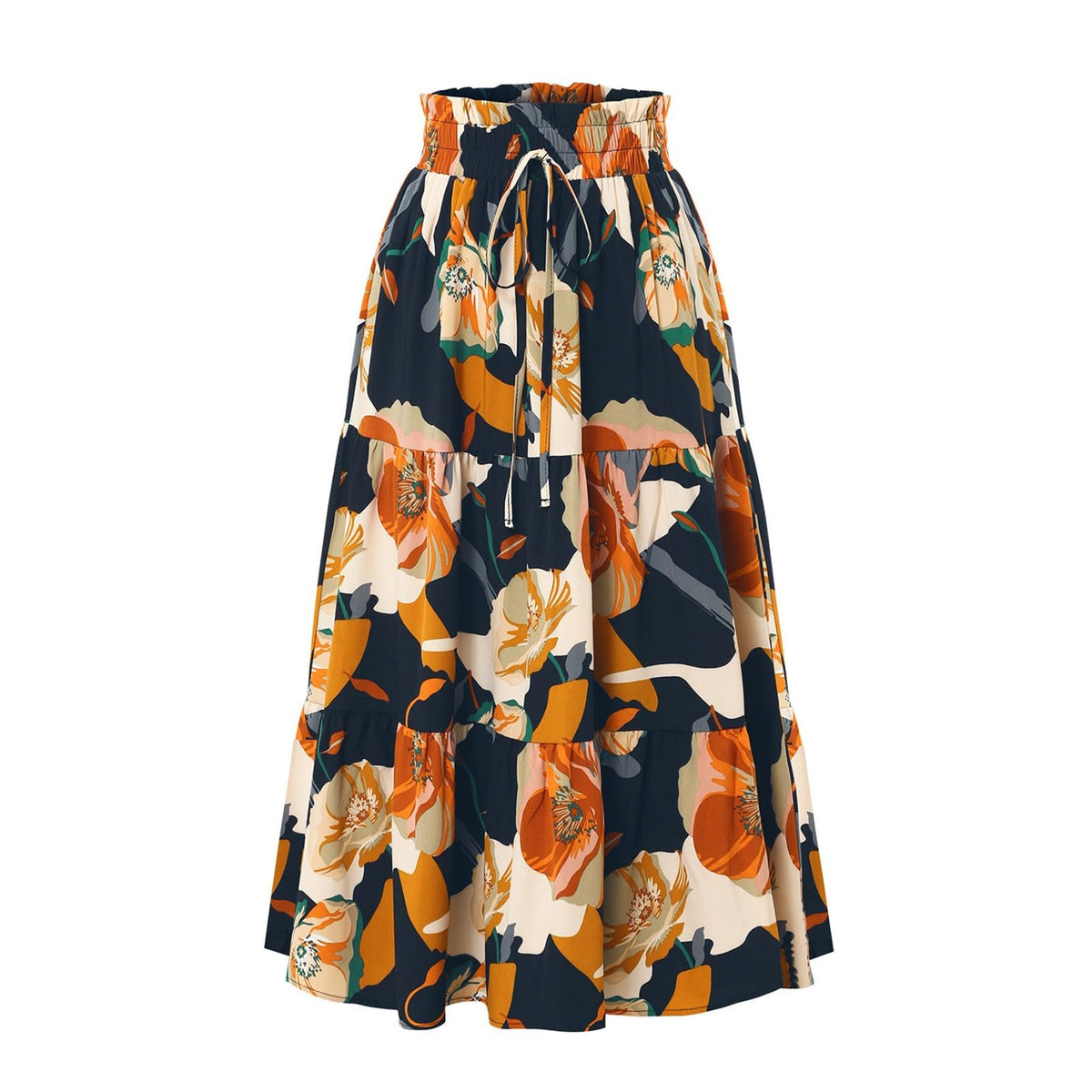 Boho Long Skirts for Women Summer Flowy Pleated A Line Floral Maxi Skirt Y2k Comfy Tiered Elastic High Waisted Skirts