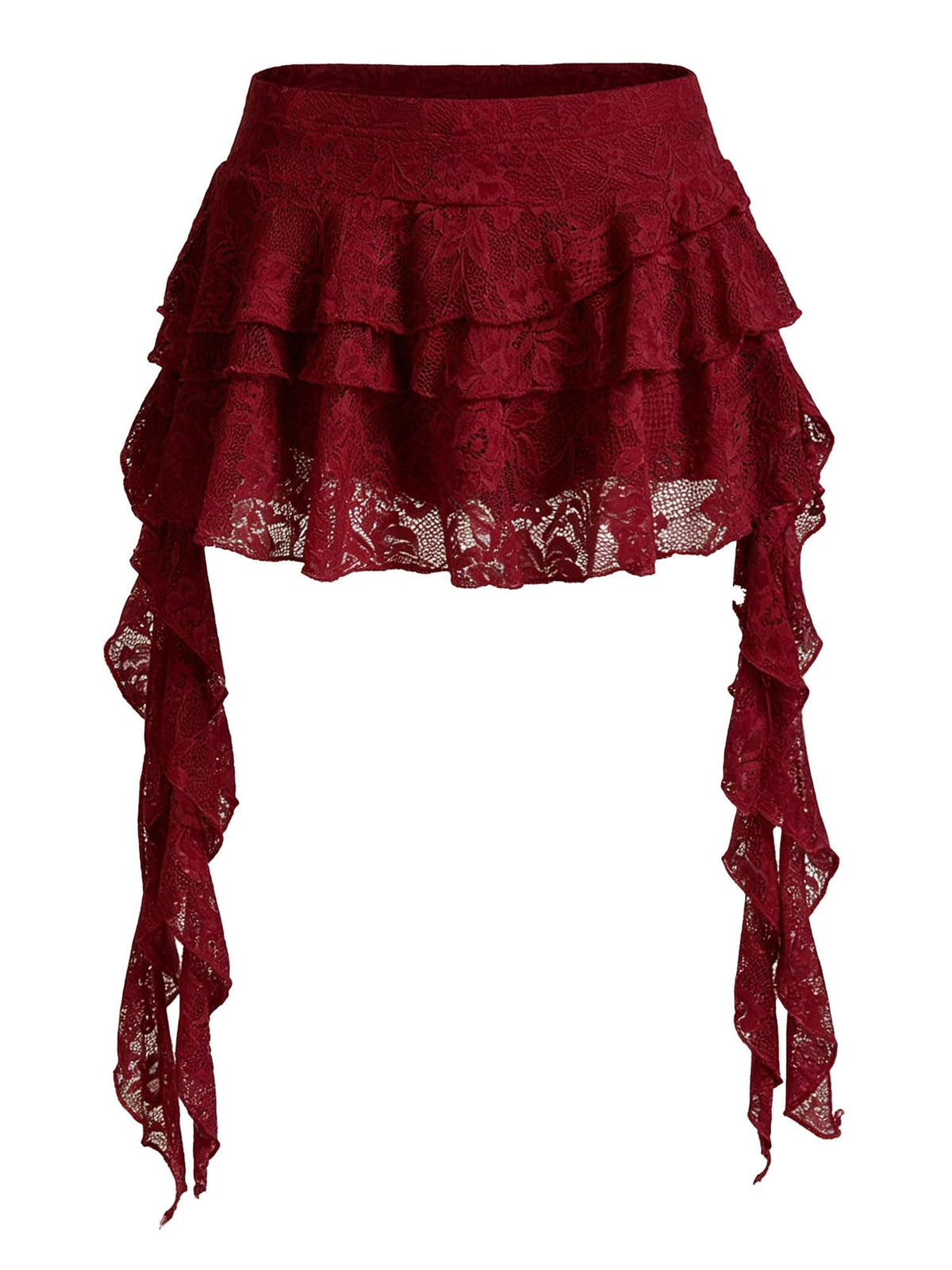 Women's Y2K Mini Skirt Ruffle Lace Mesh Asymmetrical Flowy Short Skort
