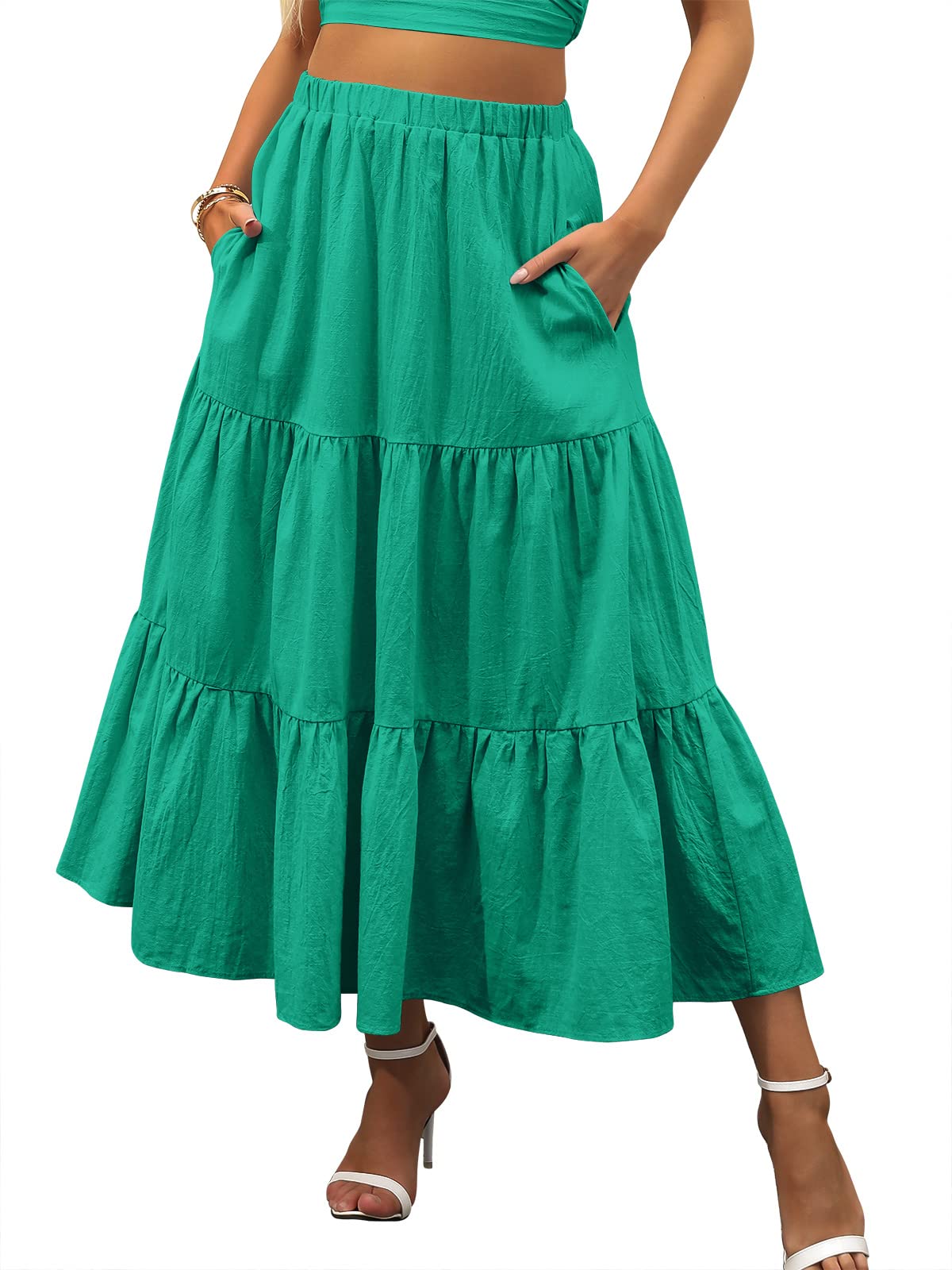 ANRABESS Women’s Summer Flowy Maxi Skirts with Pockets
