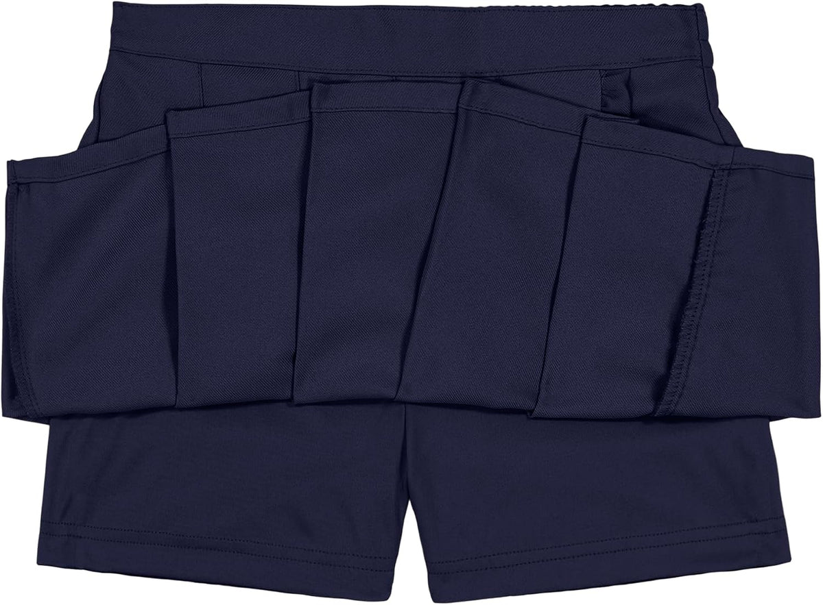 Nautica Girls' School Uniform Pleated Pull-on Scooter Skirt with Undershorts, Knit Waistband & Functional Pockets