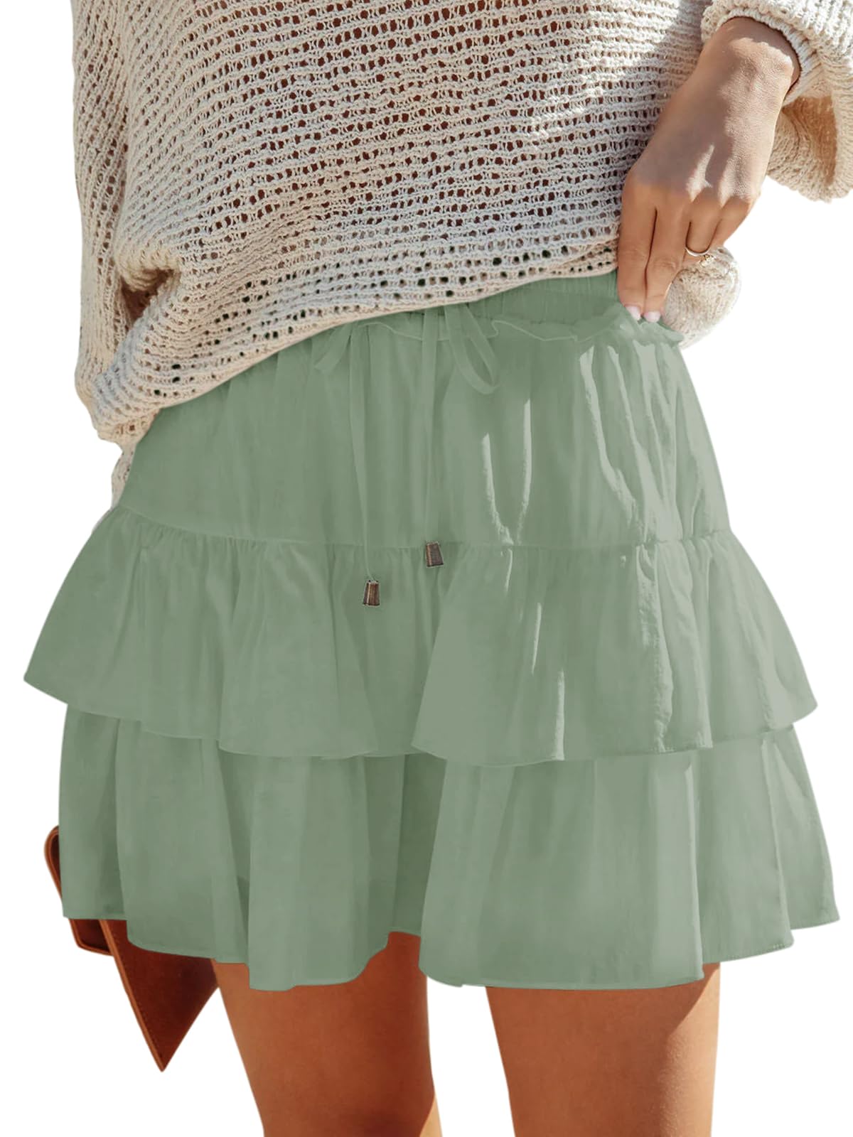 Aoudery Flowy Shorts for Women Boho Ruffled Tiered Skorts Casual High Waist Mini Skirts Tennis Golf Comfy Shorts 2026