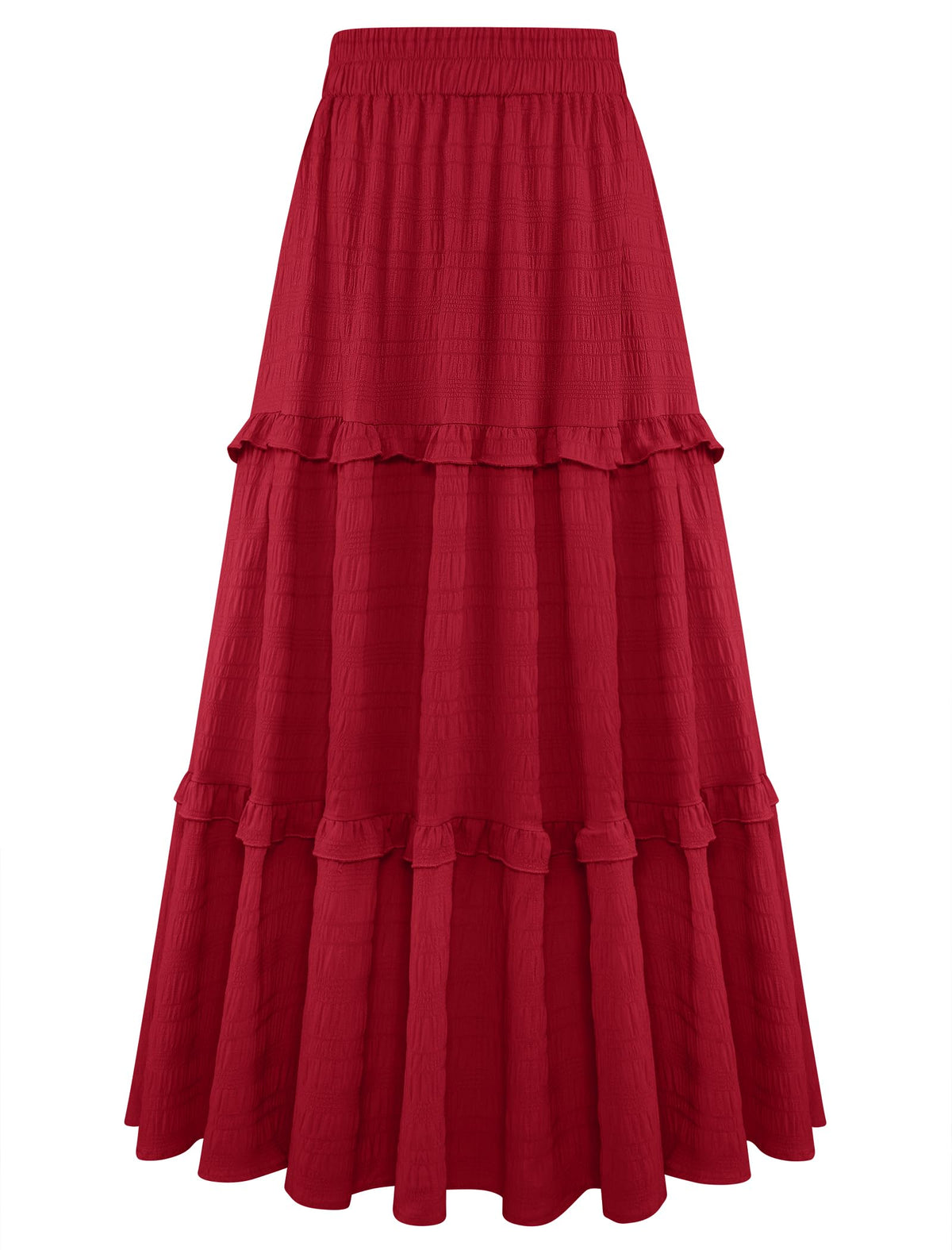 Gracyoga Maxi Skirts for Women Casual Elegant High Waisted A Line Flowy Ruffle Tiered Long Skirt with Pockets