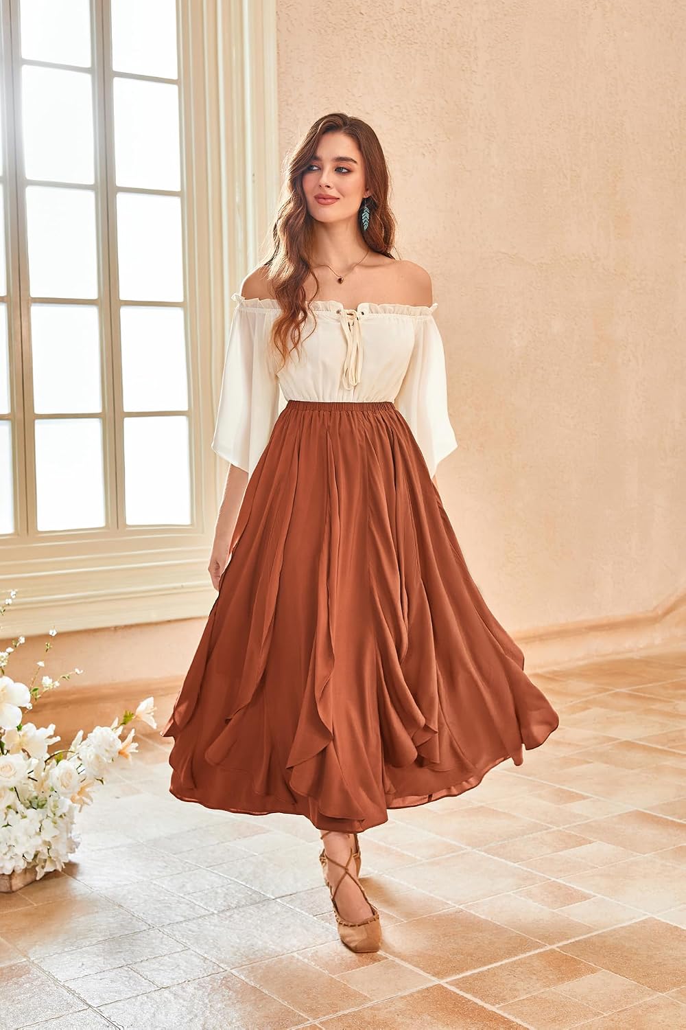 Scarlet Darkness Womens Maxi Skirt Boho Renaissance Long Flowy Skirts