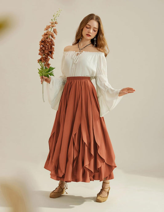 Scarlet Darkness Womens Maxi Skirt Boho Renaissance Long Flowy Skirts