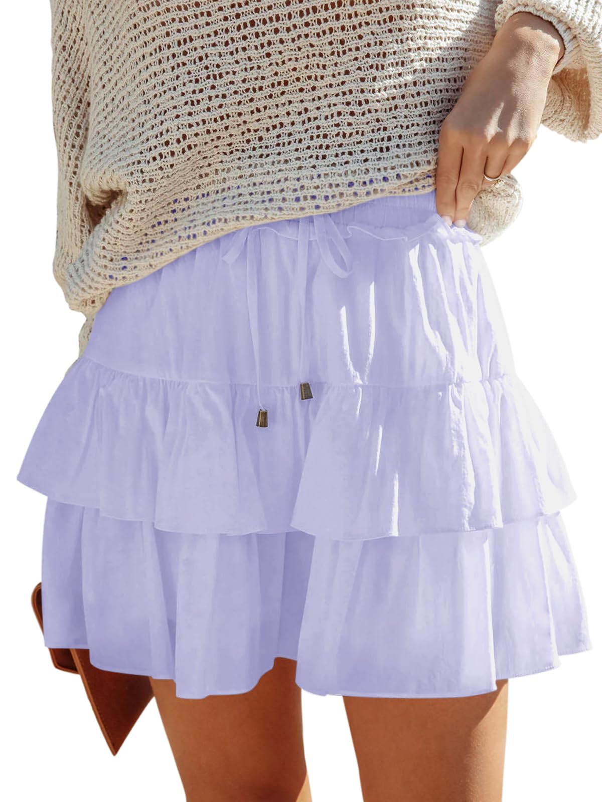 Aoudery Flowy Shorts for Women Boho Ruffled Tiered Skorts Casual High Waist Mini Skirts Tennis Golf Comfy Shorts 2026
