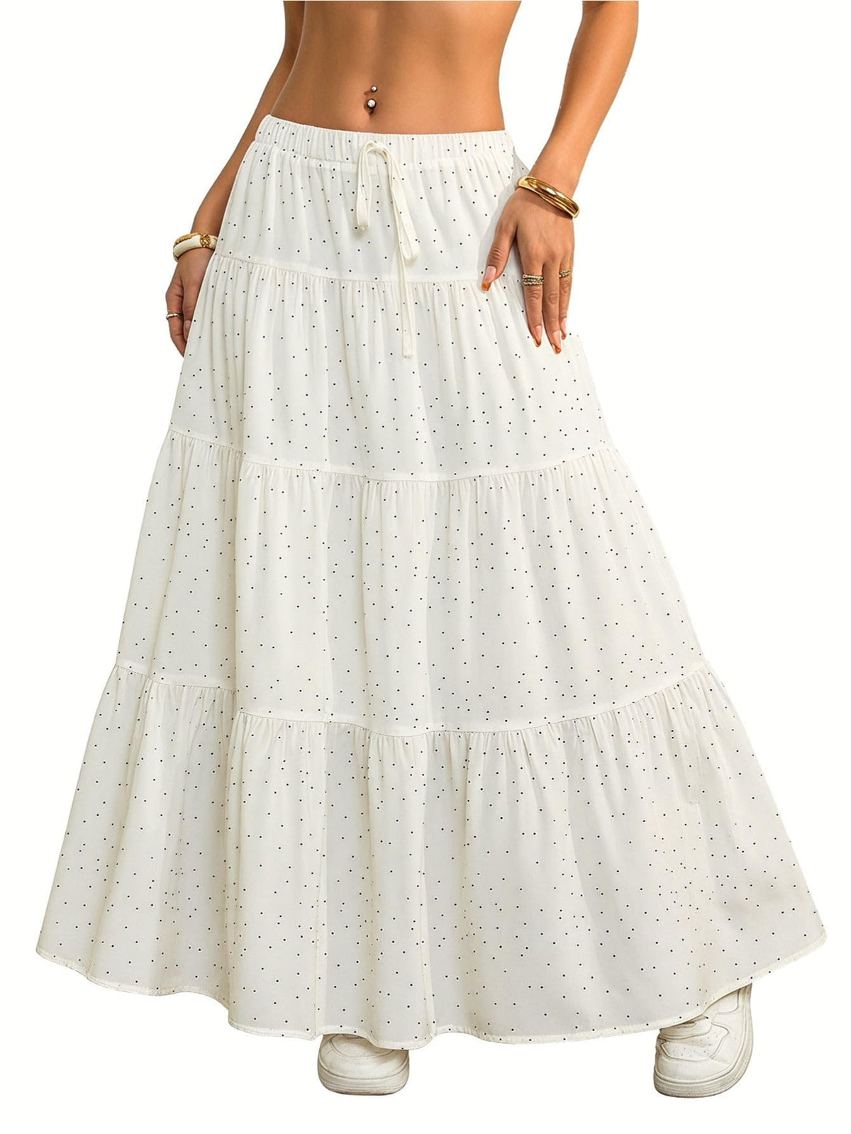 Verdusa Women's Boho Flowy Ruffle Long Maxi Skirt Summer Beach Outfits