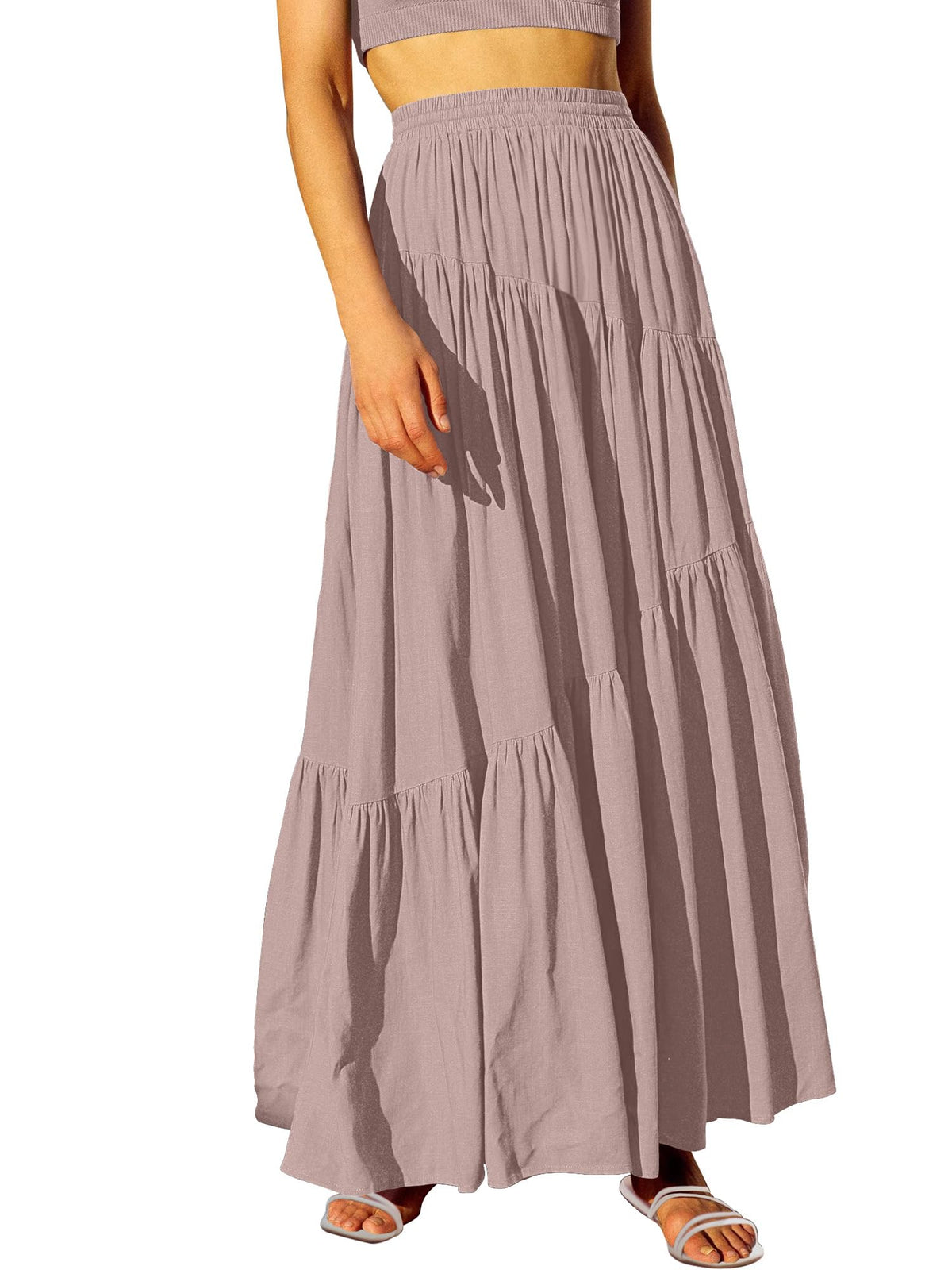 ANRABESS Women’s Summer Boho Flowy Maxi Skirts with Pockets